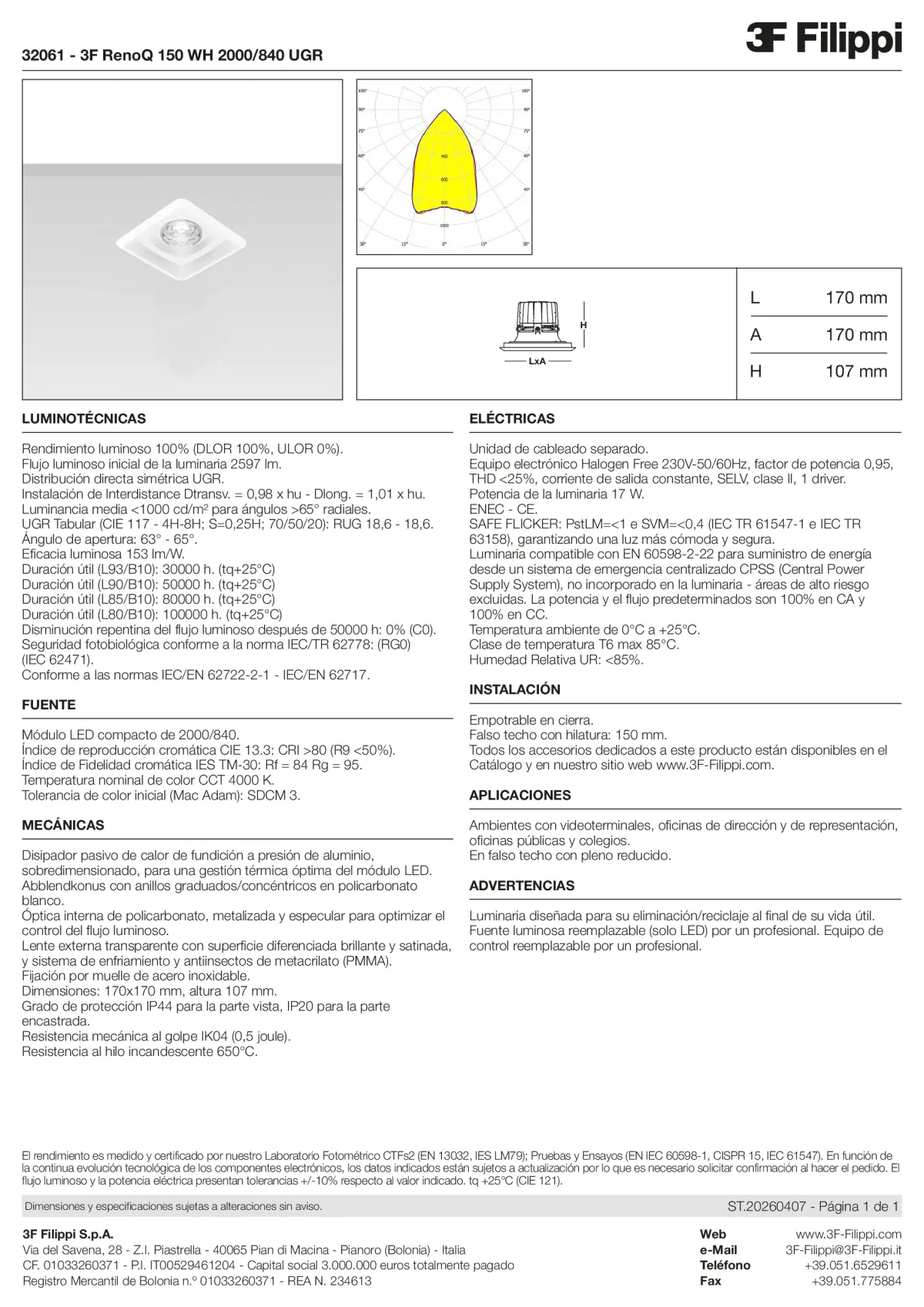 32061 - 3F RenoQ 150 WH 2000-840 UGR - Datasheet - es