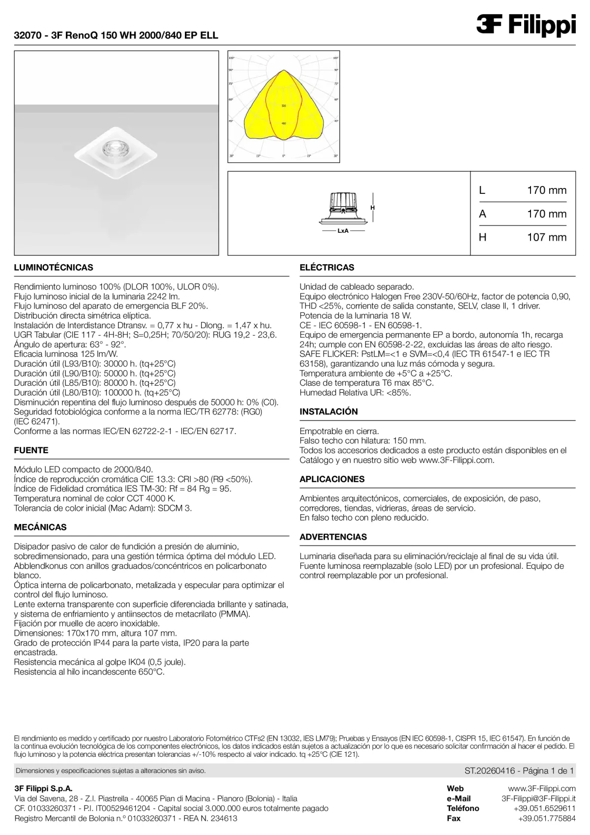 32070 - 3F RenoQ 150 WH 2000-840 EP ELL - Datasheet - es