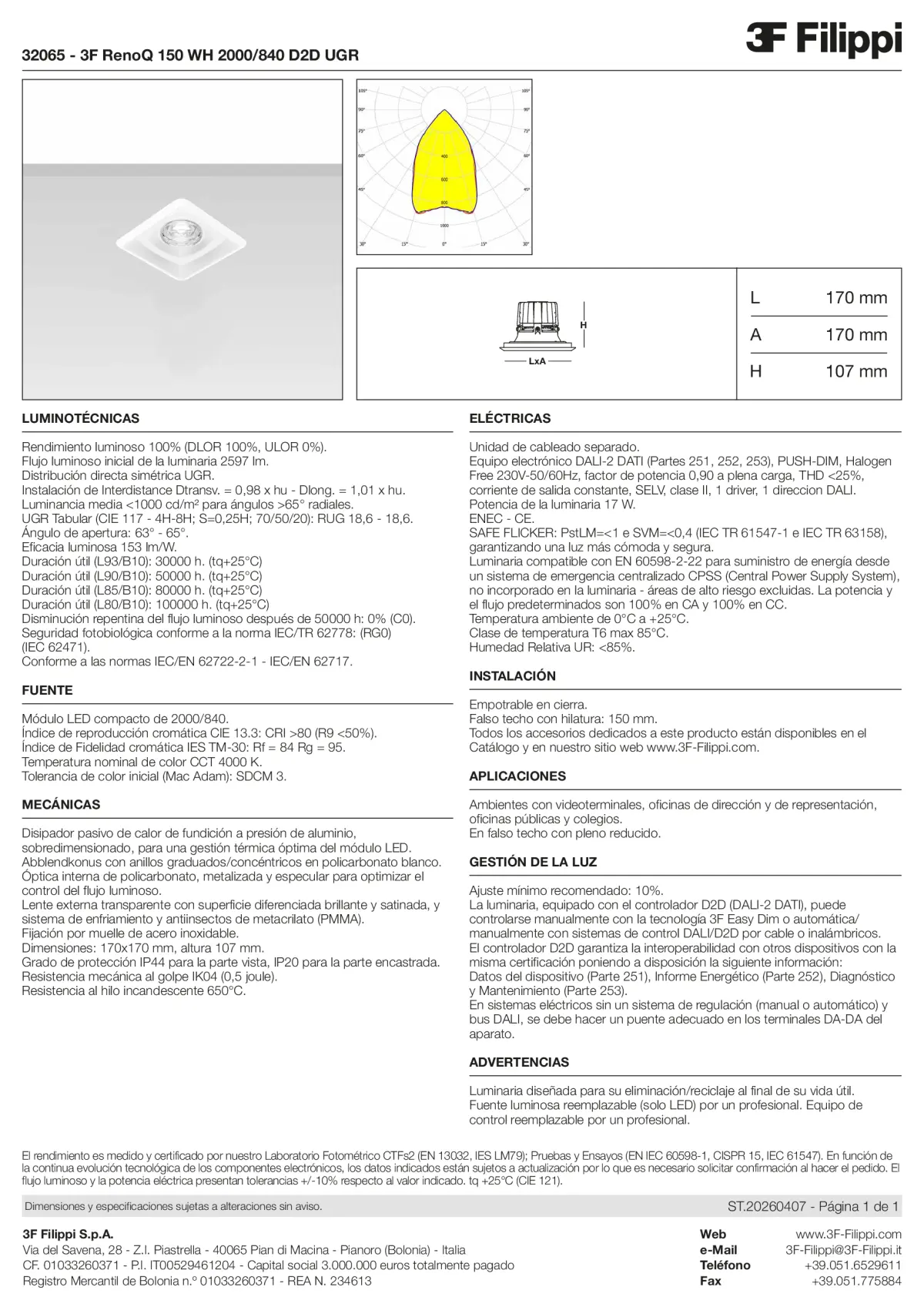 32065 - 3F RenoQ 150 WH 2000-840 D2D UGR - Datasheet - es