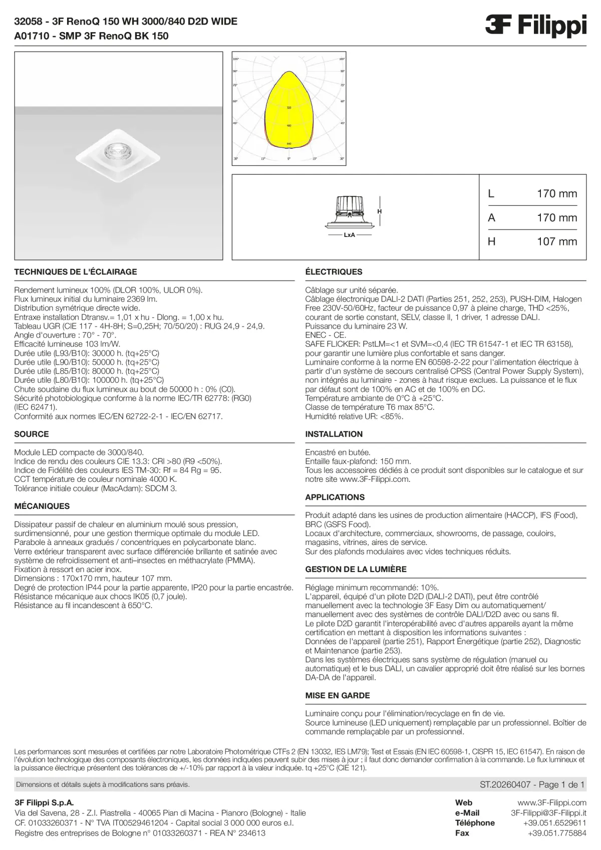 32058+A01710 - 3F RenoQ 150 WH 3000-840 D2D WIDE + SMP BK - Datasheet - fr