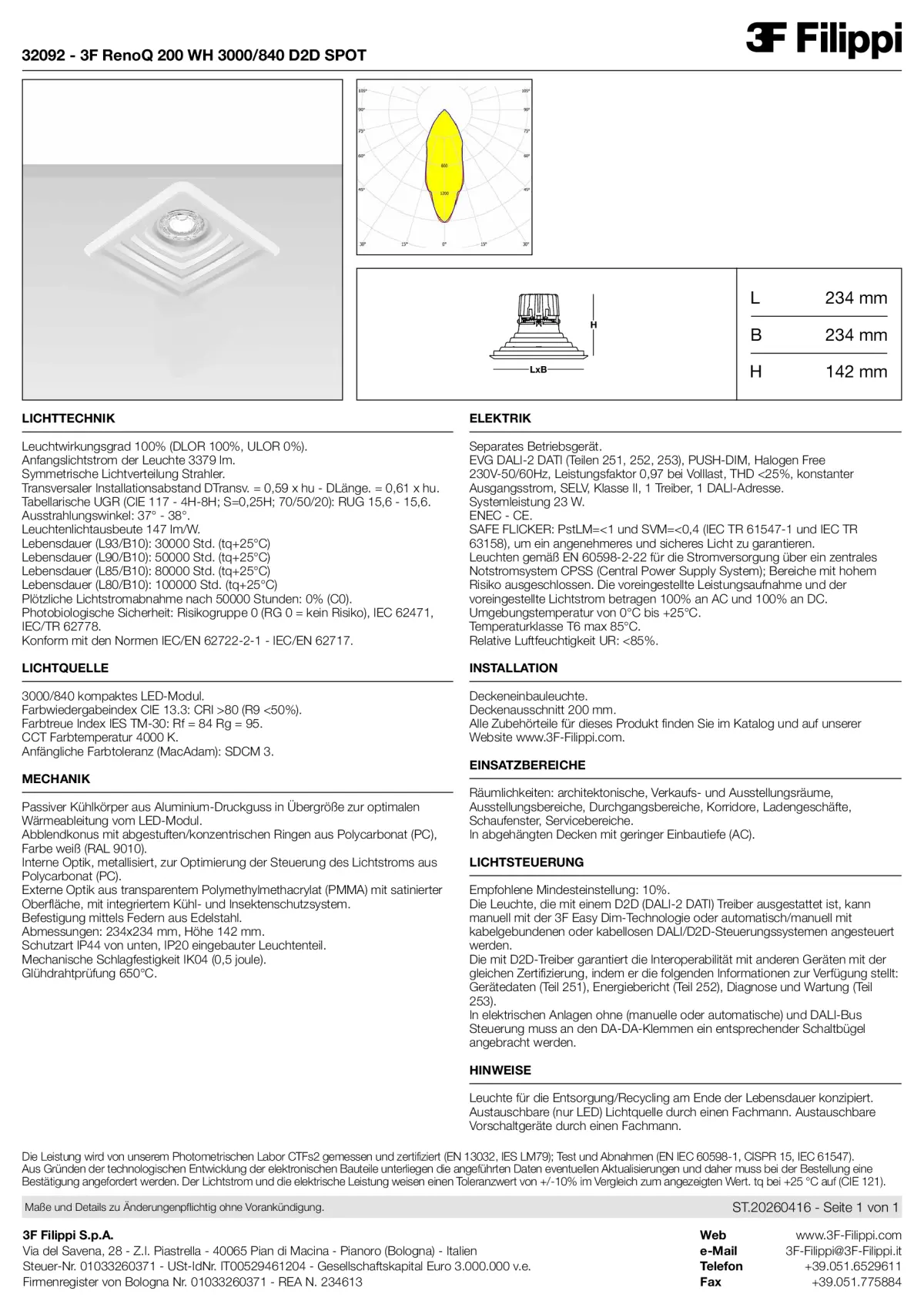 32092 - 3F RenoQ 200 WH 3000-840 D2D SPOT - Datasheet - de
