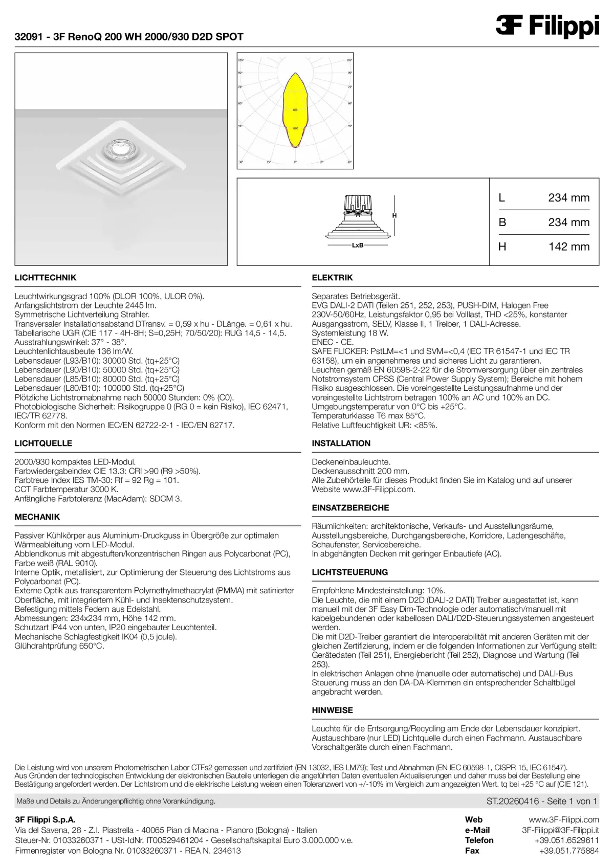 32091 - 3F RenoQ 200 WH 2000-930 D2D SPOT - Datasheet - de