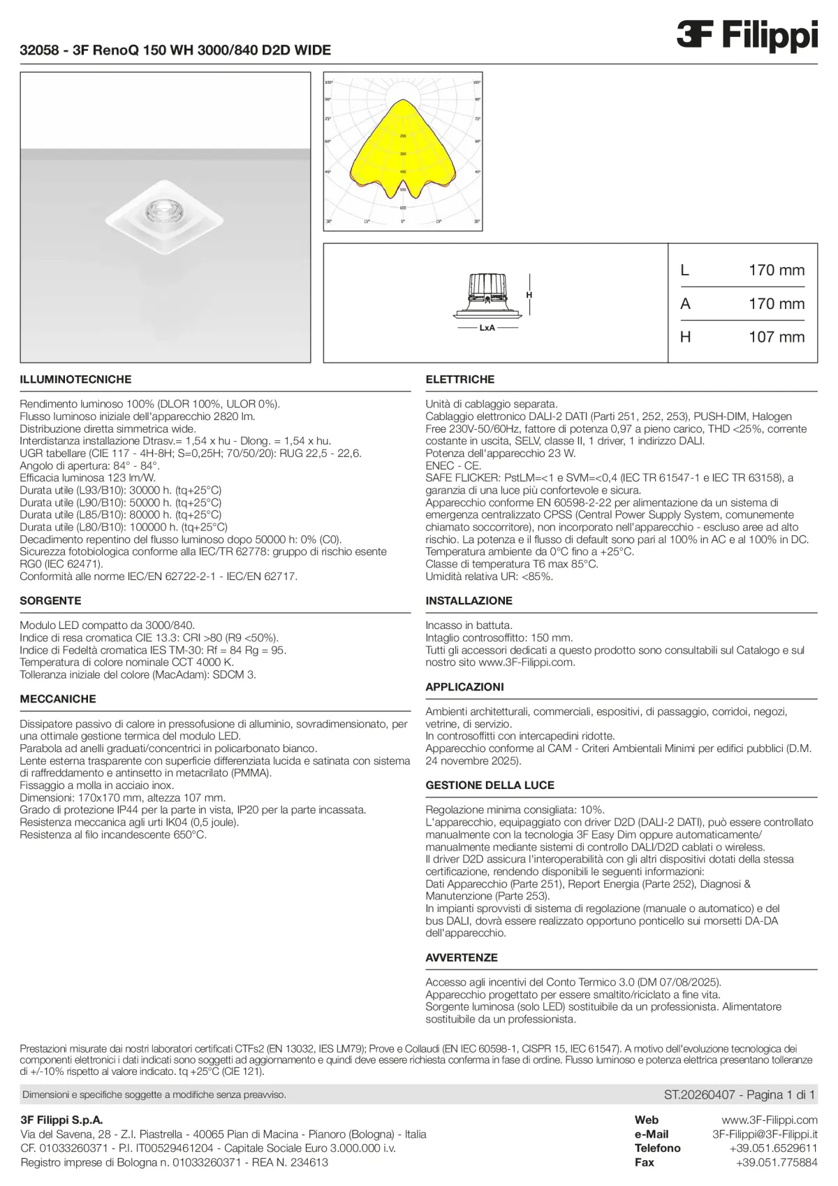 32058 - 3F RenoQ 150 WH 3000-840 D2D WIDE - Datasheet - it