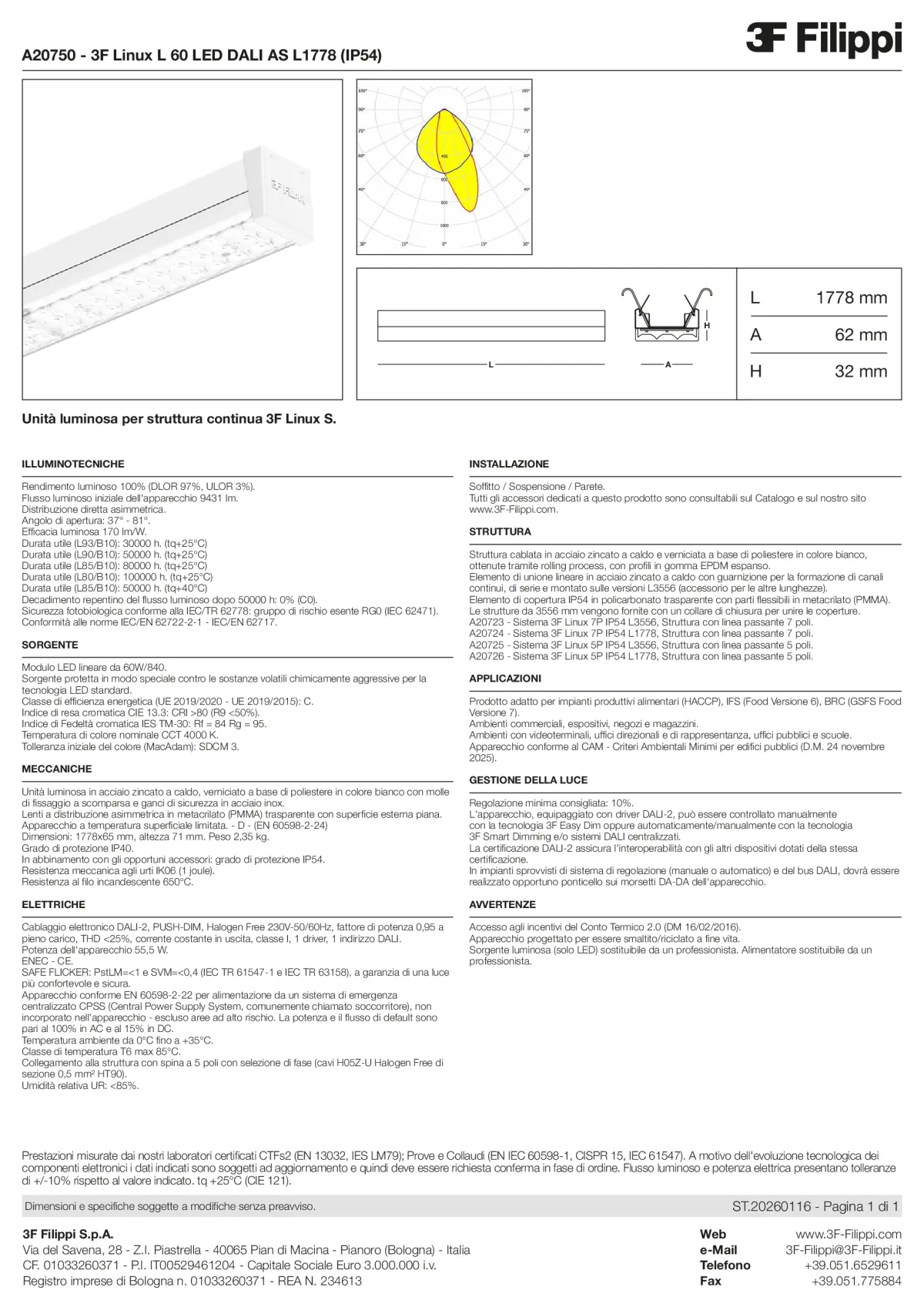 A20750 - 3F Linux L 60 LED DALI AS L1778 (IP54) - Datasheet - it
