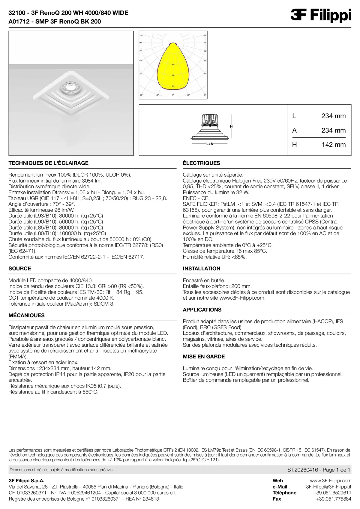 32100+A01712 - 3F RenoQ 200 WH 4000-840 WIDE + SMP BK - Datasheet - fr
