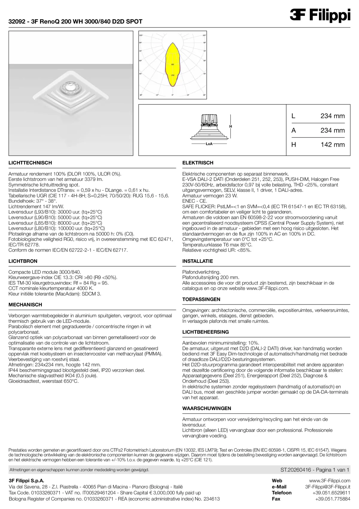 32092 - 3F RenoQ 200 WH 3000-840 D2D SPOT - Datasheet - nl