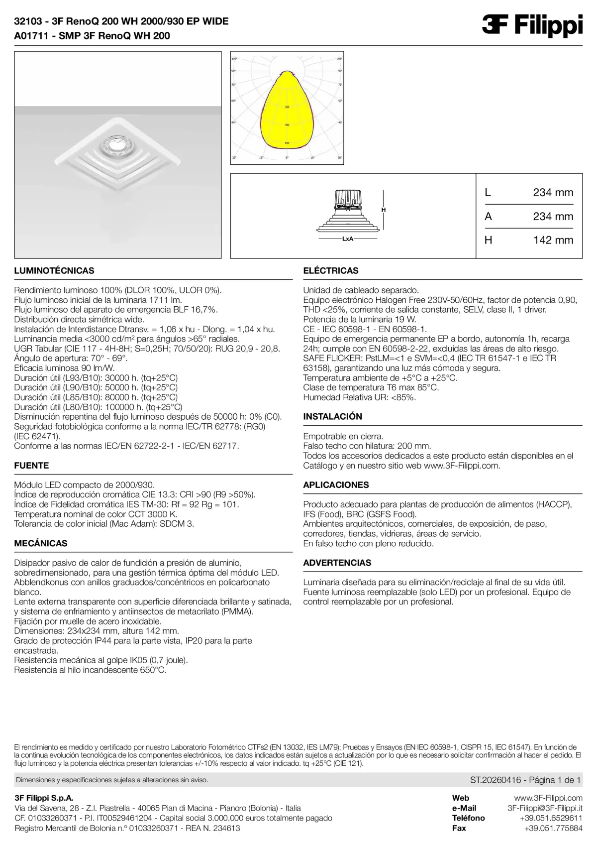 32103+A01711 - 3F RenoQ 200 WH 2000-930 EP WIDE + SMP WH - Datasheet - es