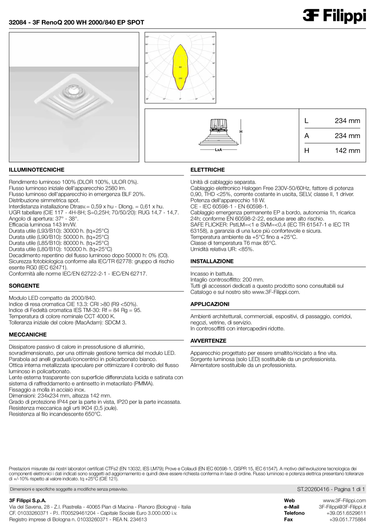 32084 - 3F RenoQ 200 WH 2000-840 EP SPOT - Datasheet - it