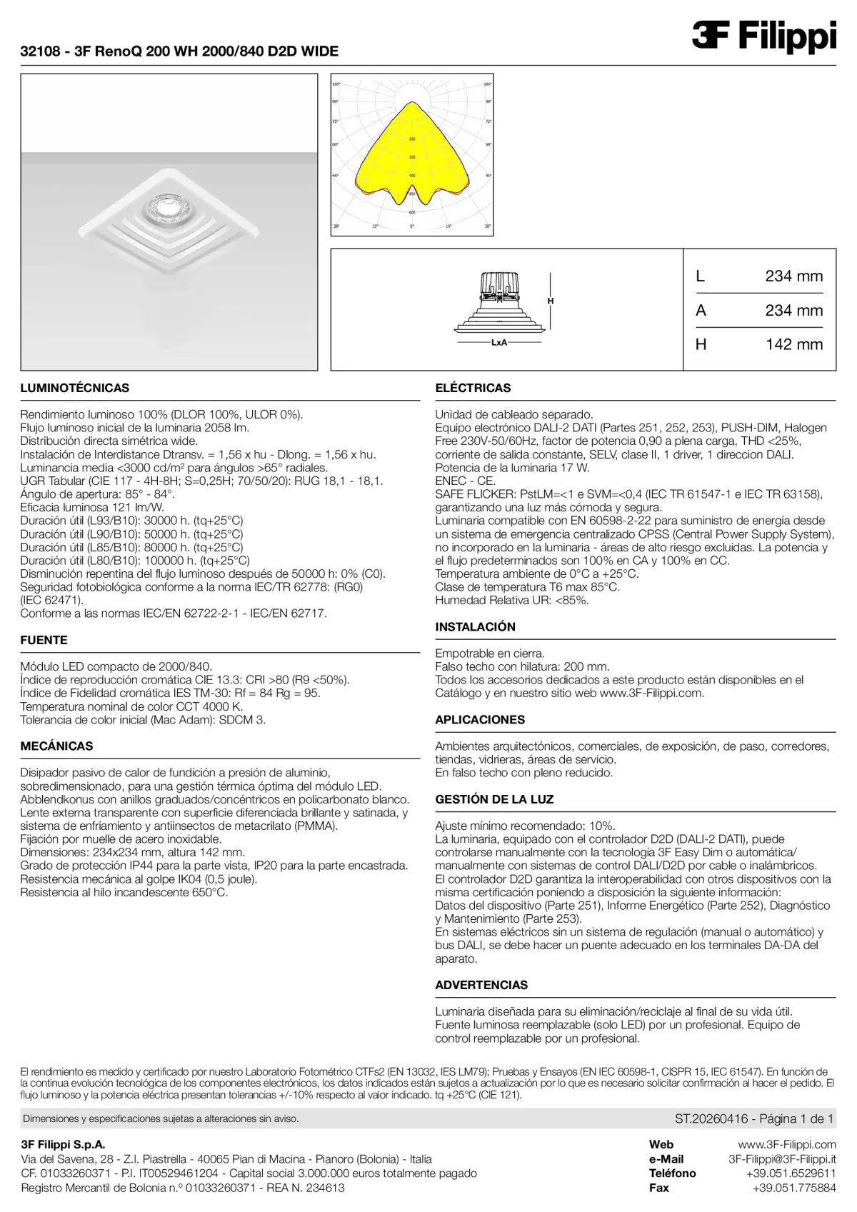 32108 - 3F RenoQ 200 WH 2000-840 D2D WIDE - Datasheet - es