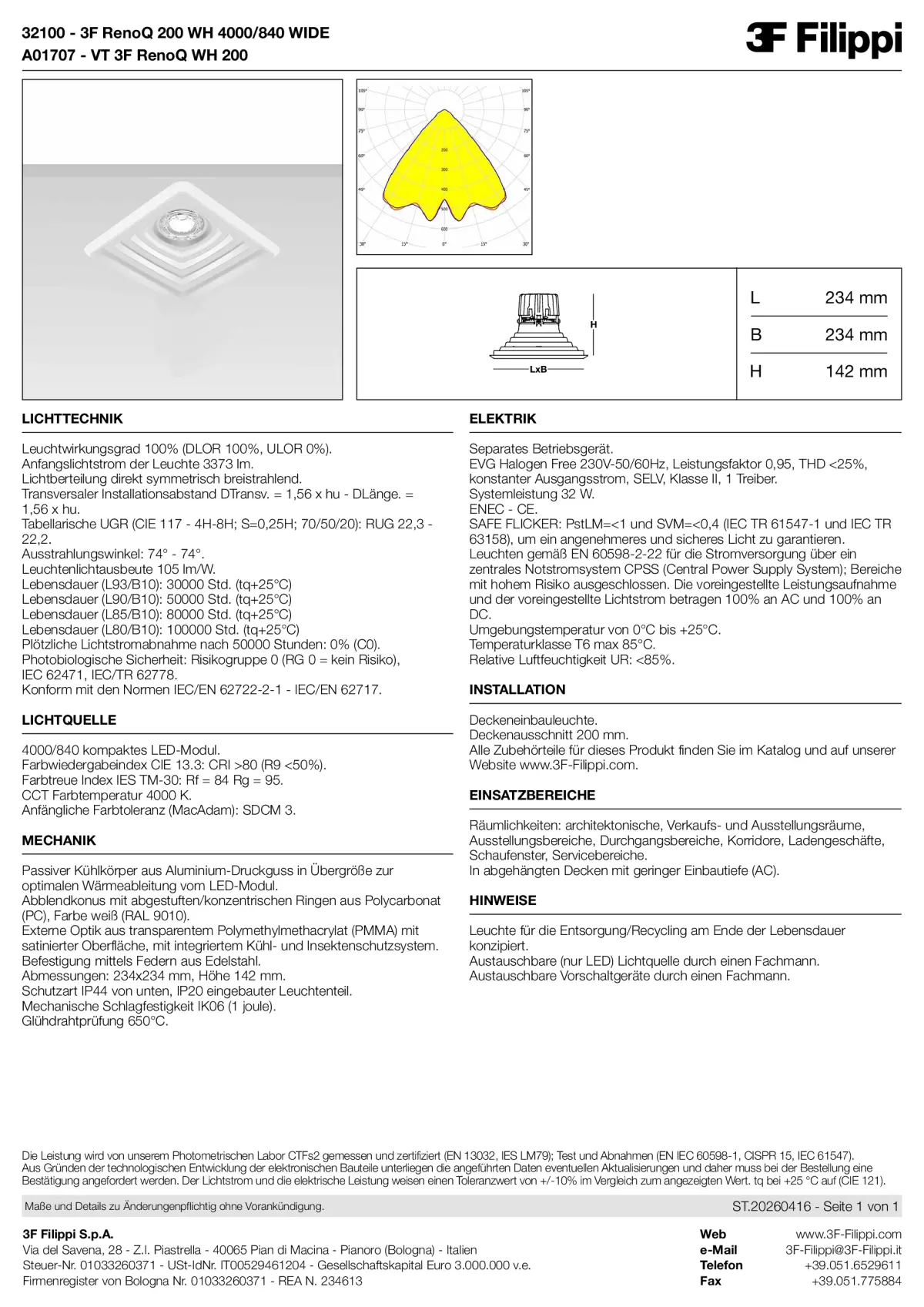 32100+A01707 - 3F RenoQ 200 WH 4000-840 WIDE + VT WH - Datasheet - de