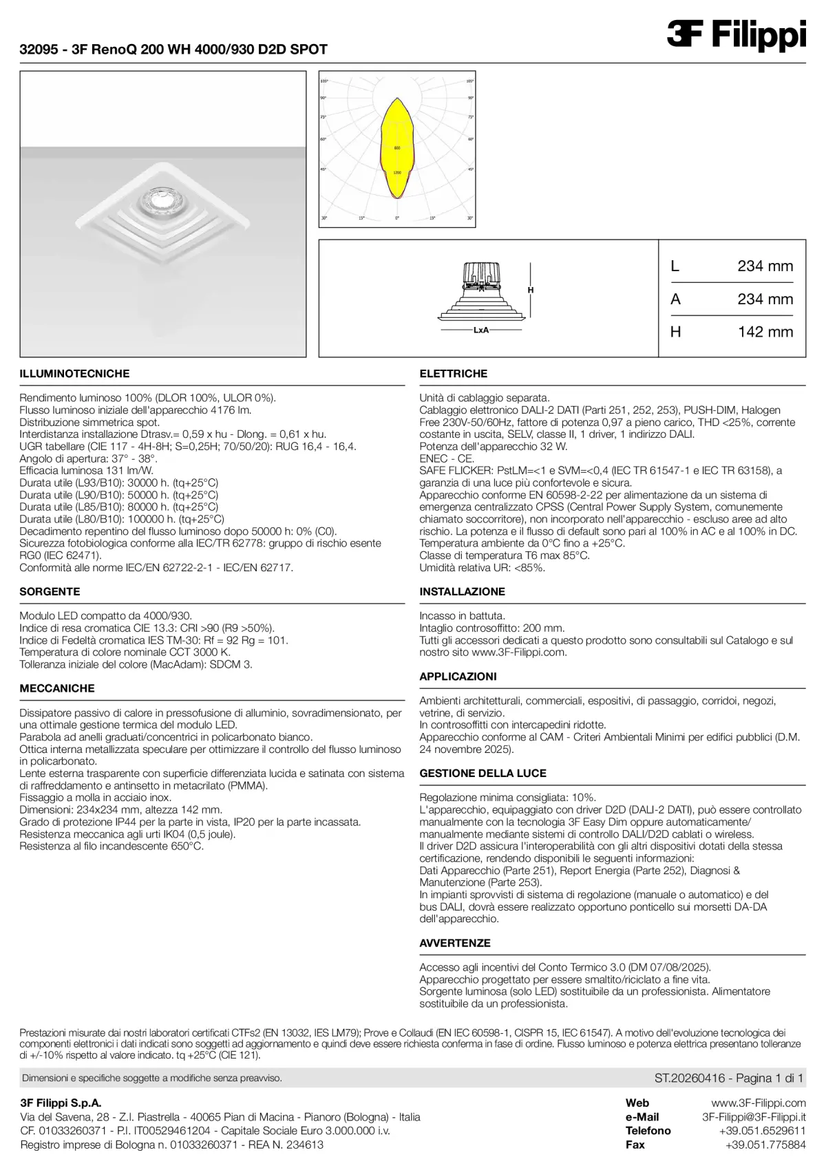 32095 - 3F RenoQ 200 WH 4000-930 D2D SPOT - Datasheet - it