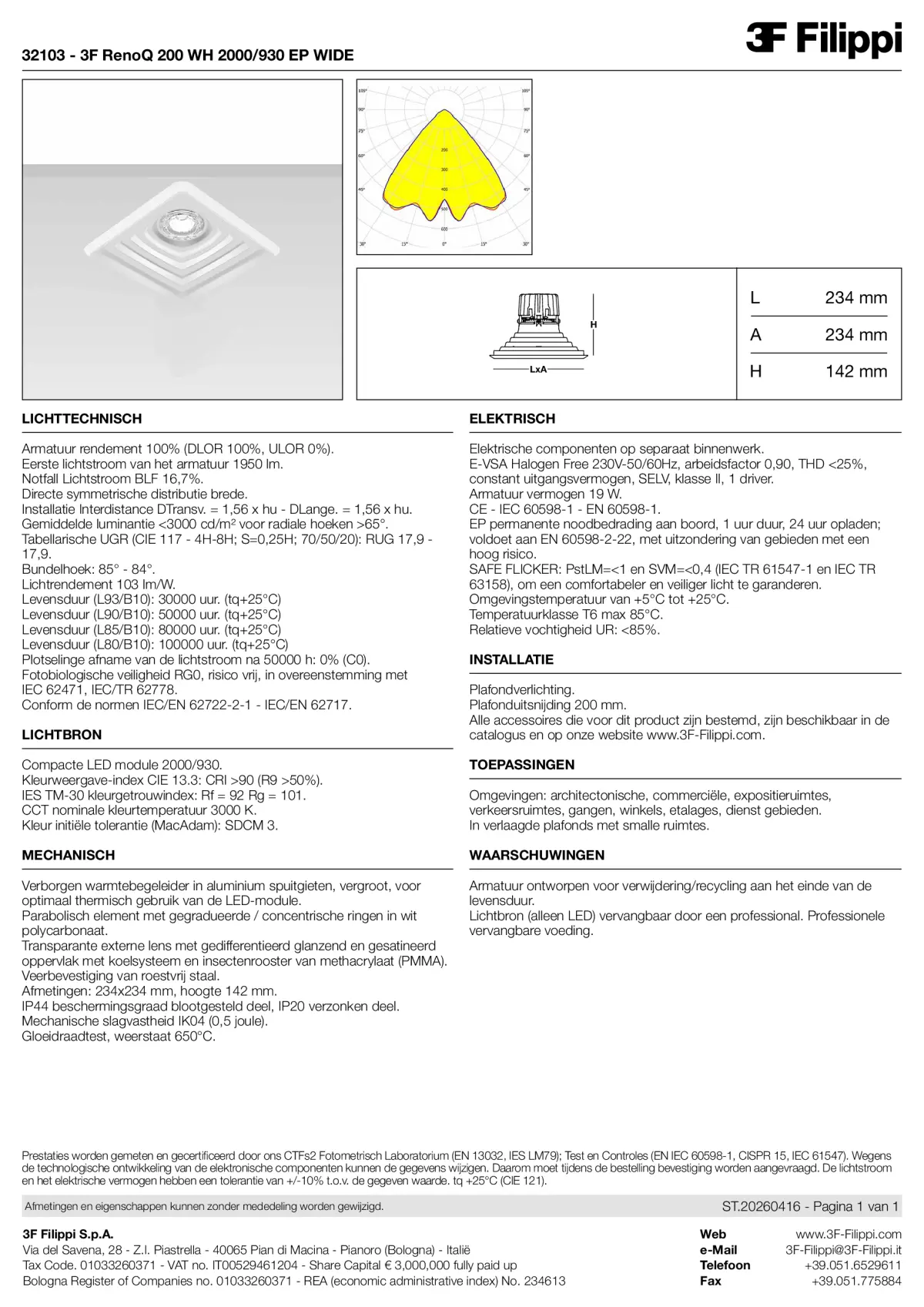 32103 - 3F RenoQ 200 WH 2000-930 EP WIDE - Datasheet - nl