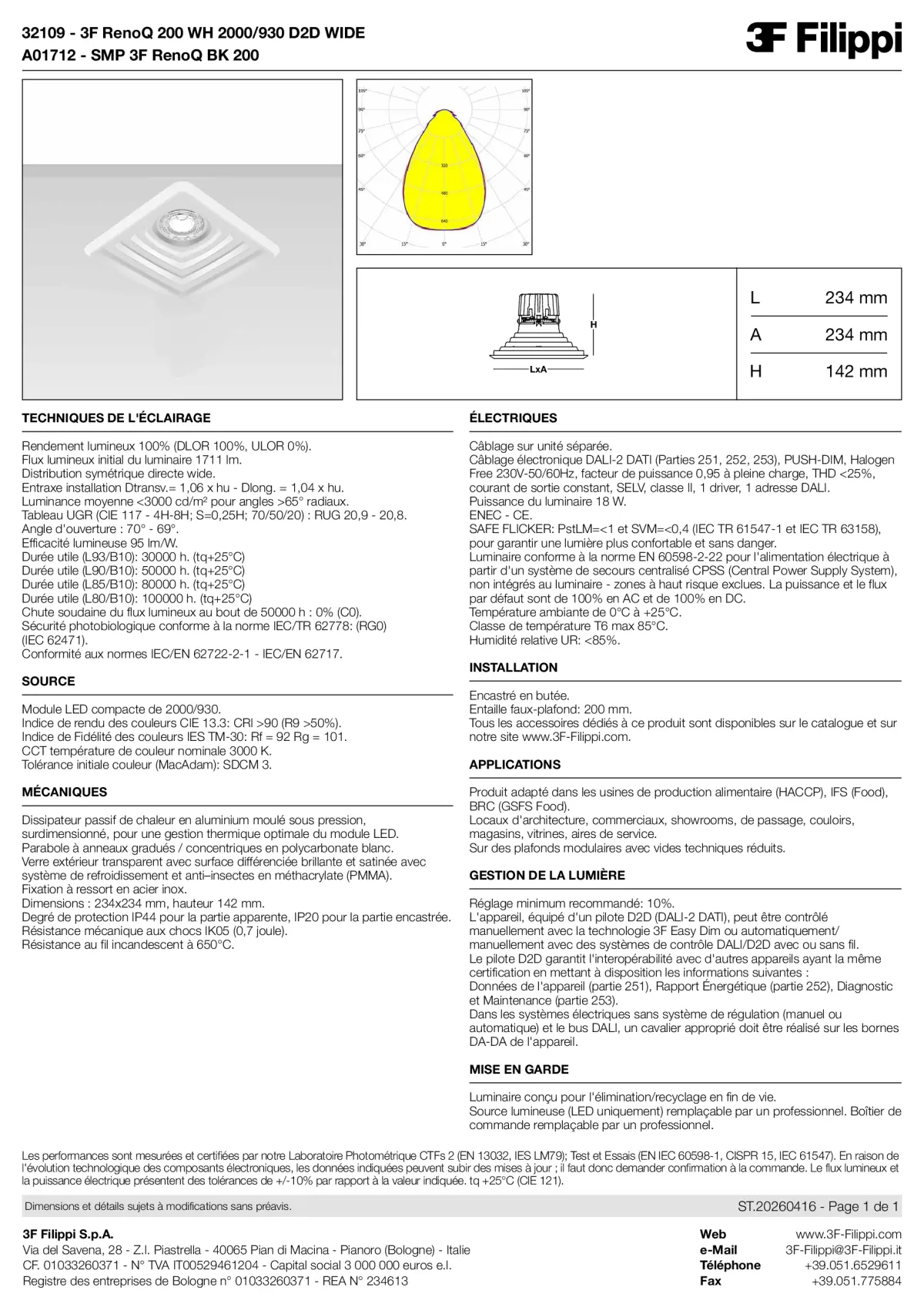 32109+A01712 - 3F RenoQ 200 WH 2000-930 D2D WIDE + SMP BK - Datasheet - fr