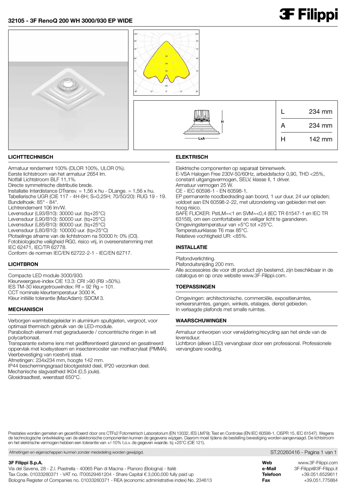 32105 - 3F RenoQ 200 WH 3000-930 EP WIDE - Datasheet - nl