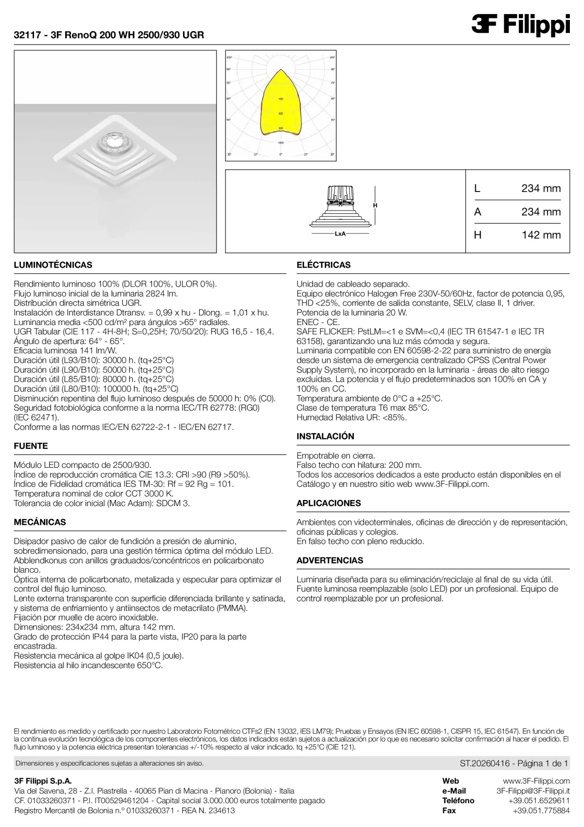 32117 - 3F RenoQ 200 WH 2500-930 UGR - Datasheet - es