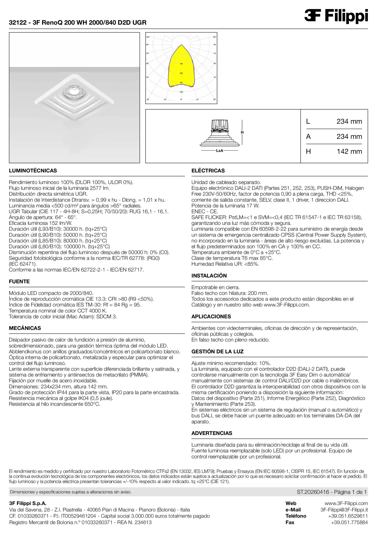 32122 - 3F RenoQ 200 WH 2000-840 D2D UGR - Datasheet - es