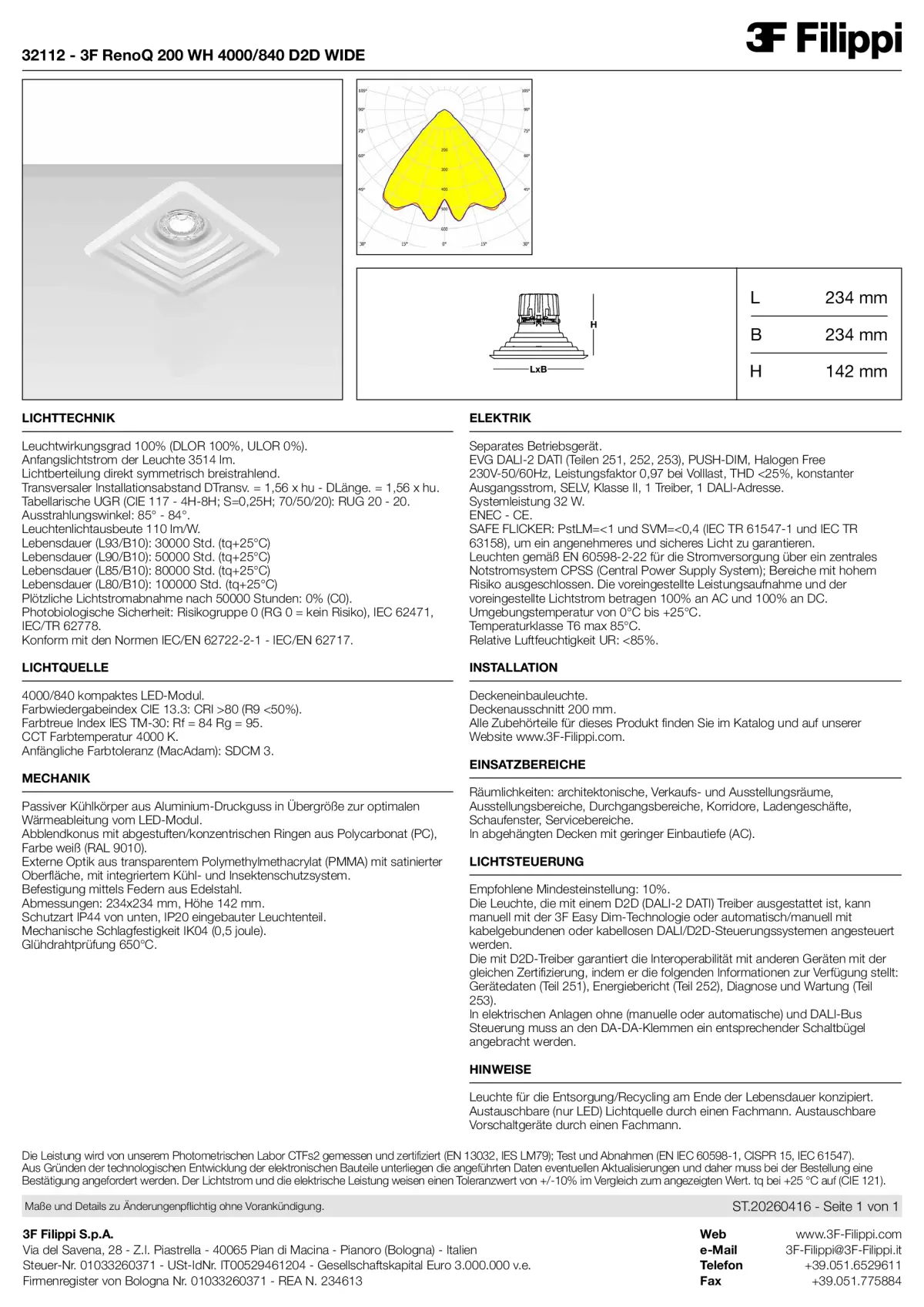 32112 - 3F RenoQ 200 WH 4000-840 D2D WIDE - Datasheet - de