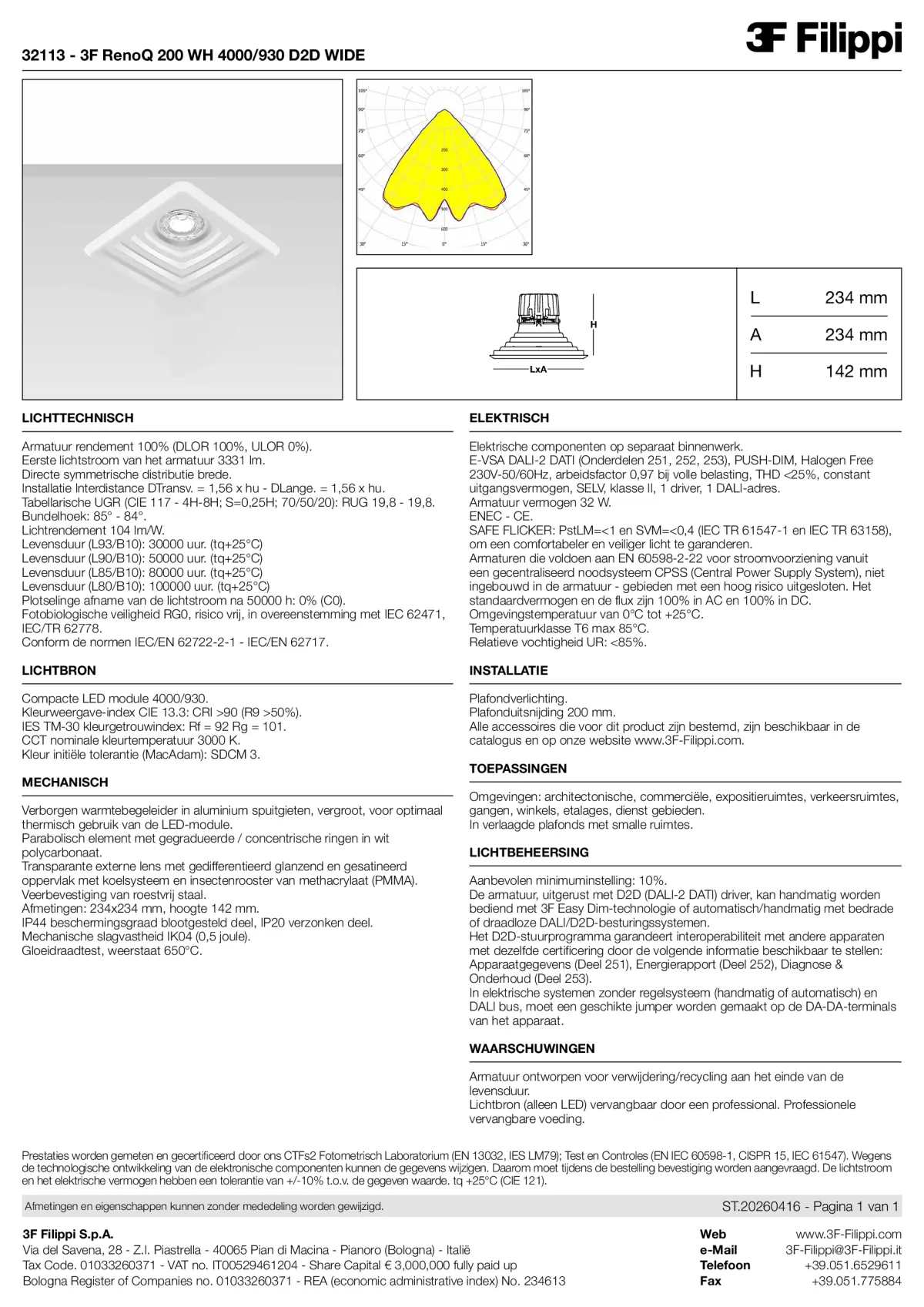 32113 - 3F RenoQ 200 WH 4000-930 D2D WIDE - Datasheet - nl