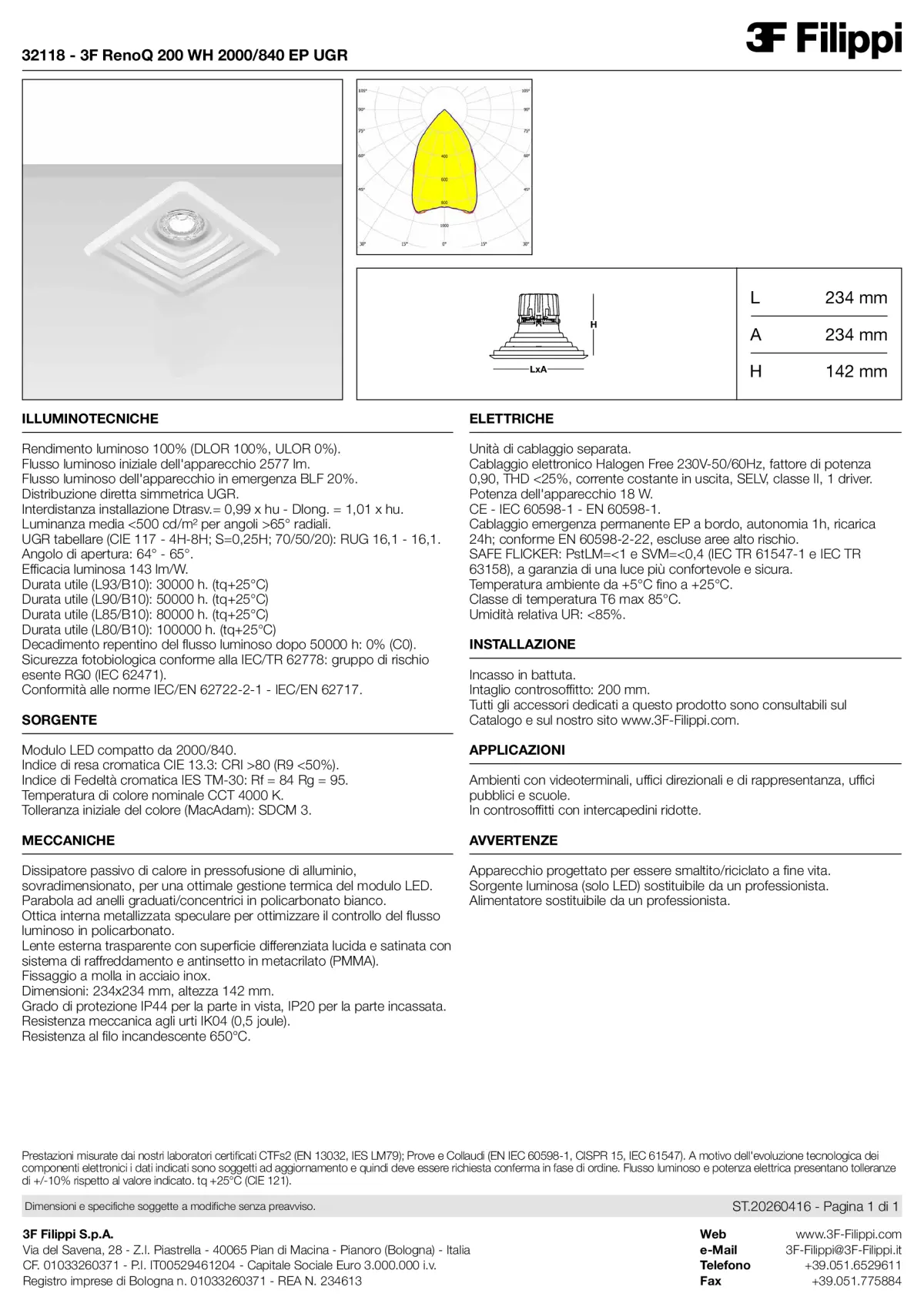 32118 - 3F RenoQ 200 WH 2000-840 EP UGR - Datasheet - it