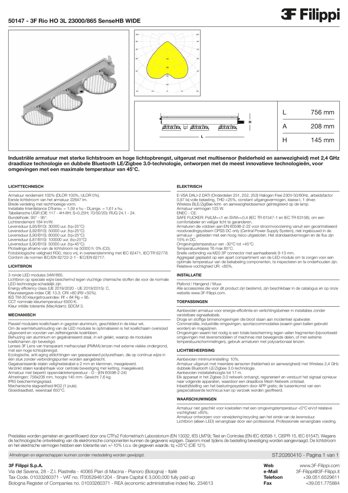 50147 - 3F Rio HO 3L 23000-865 SenseHB WIDE - Datasheet - nl