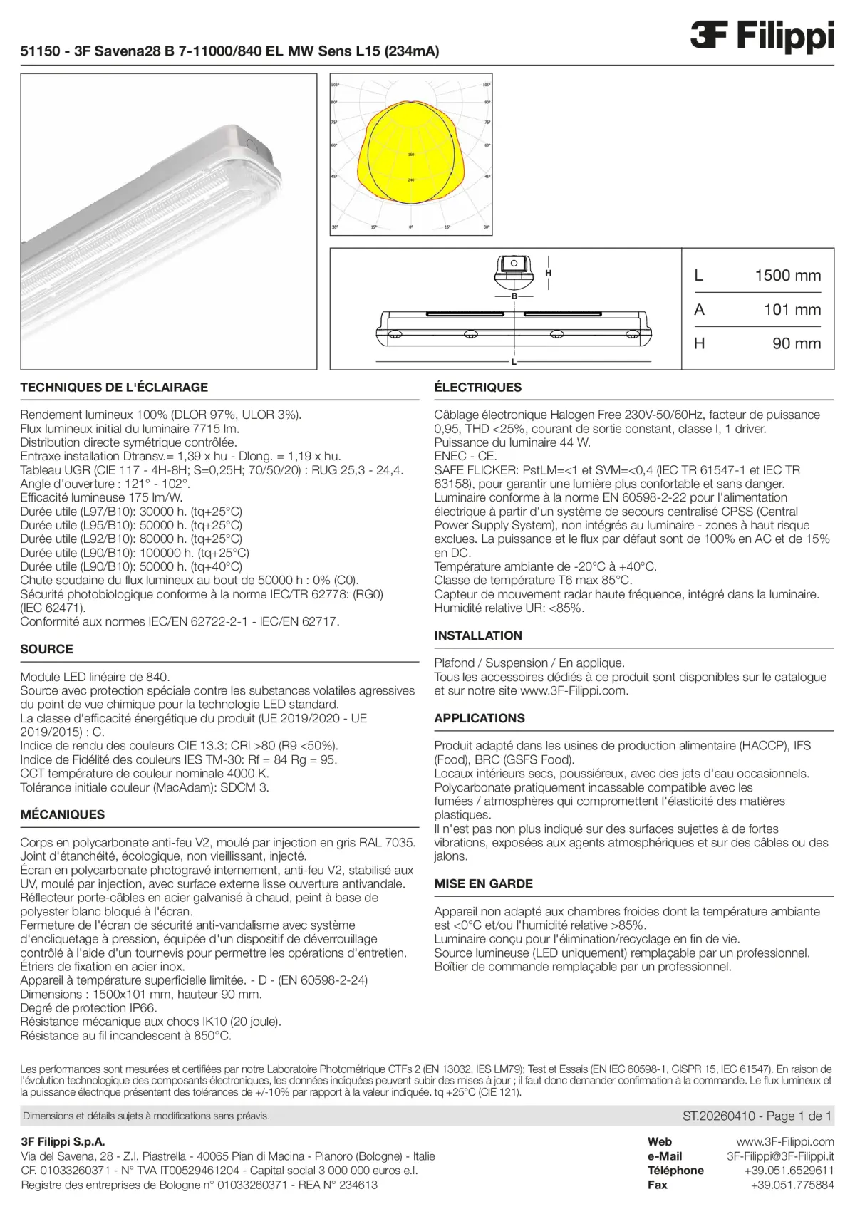 51150 - 3F Savena28 B 7-11000-840 EL MW Sens L15 (234mA) - Datasheet - fr