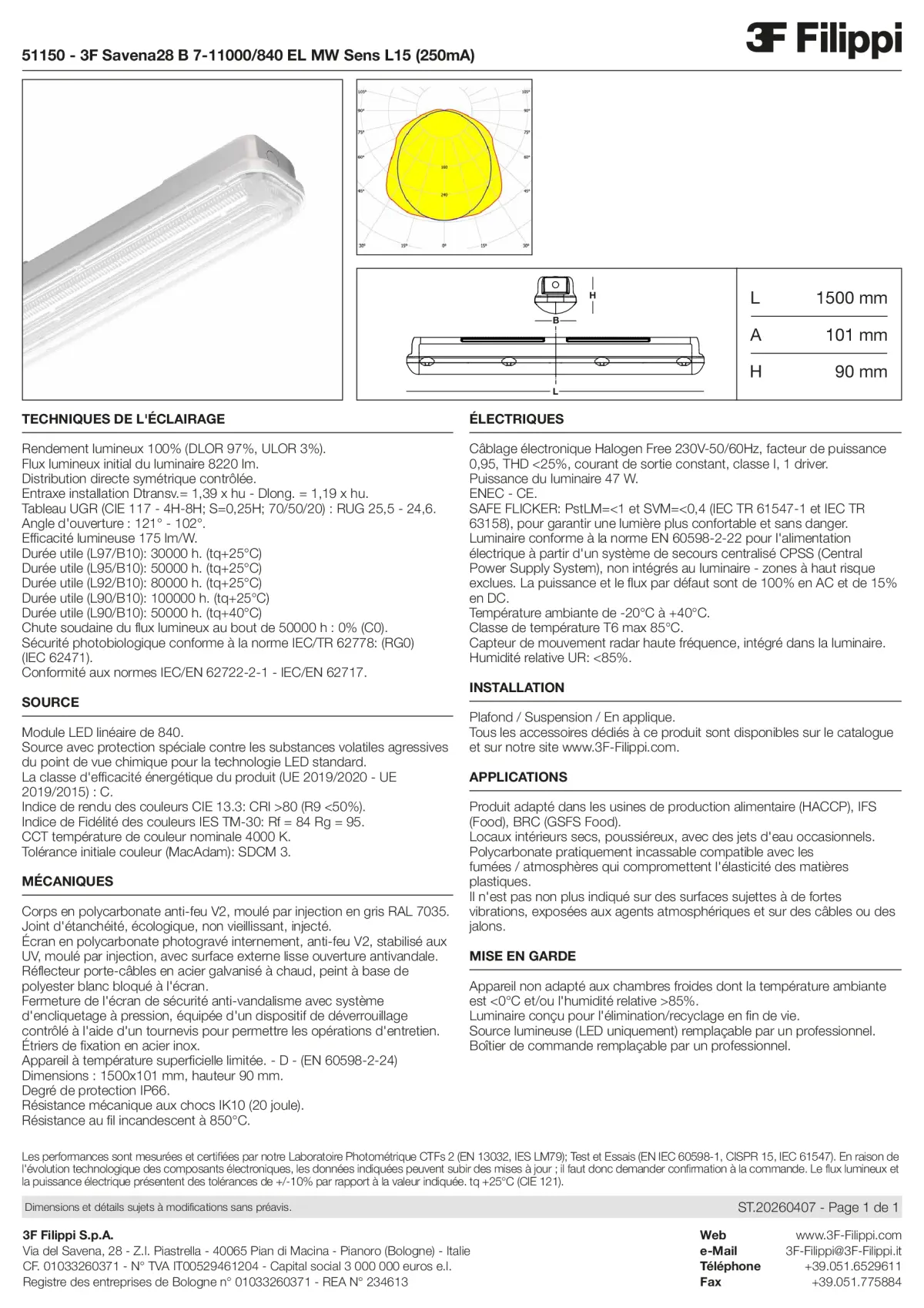 51150 - 3F Savena28 B 7-11000-840 EL MW Sens L15 (250mA) - Datasheet - fr