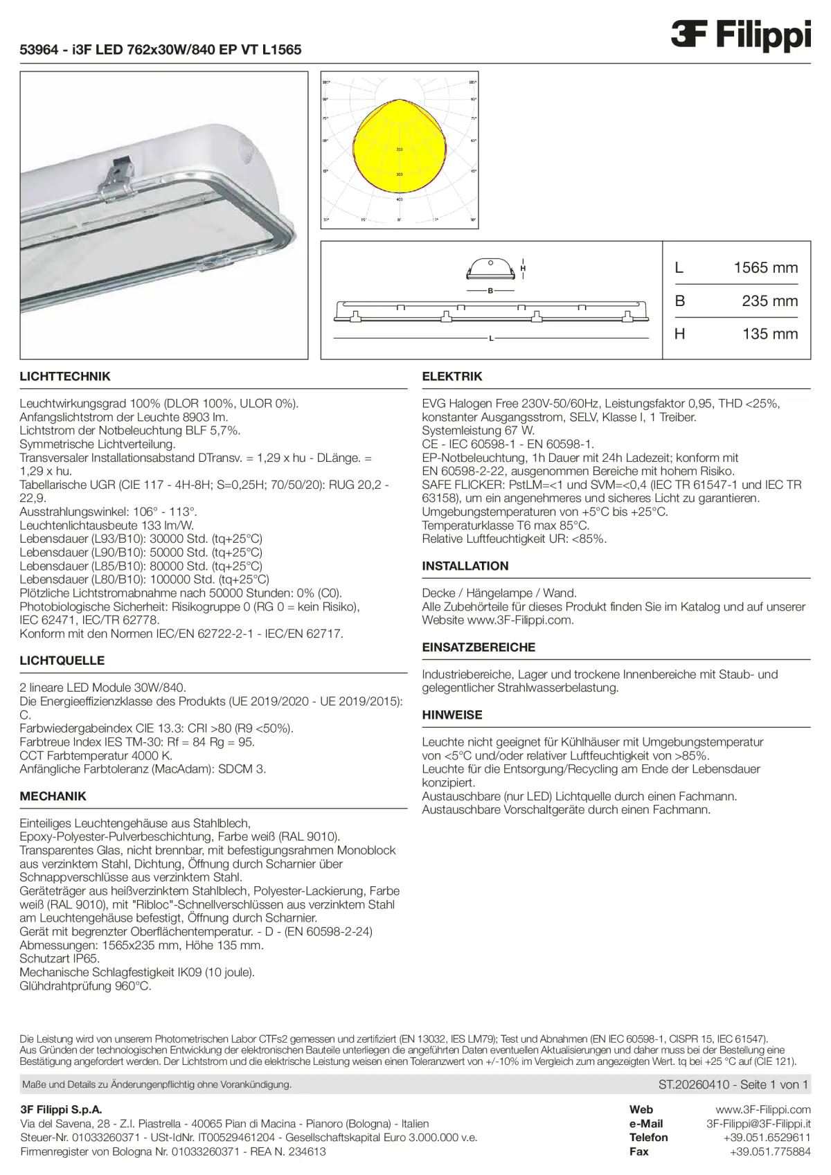 53964 - i3F LED 762x30W-840 EP VT L1565 - Datasheet - de