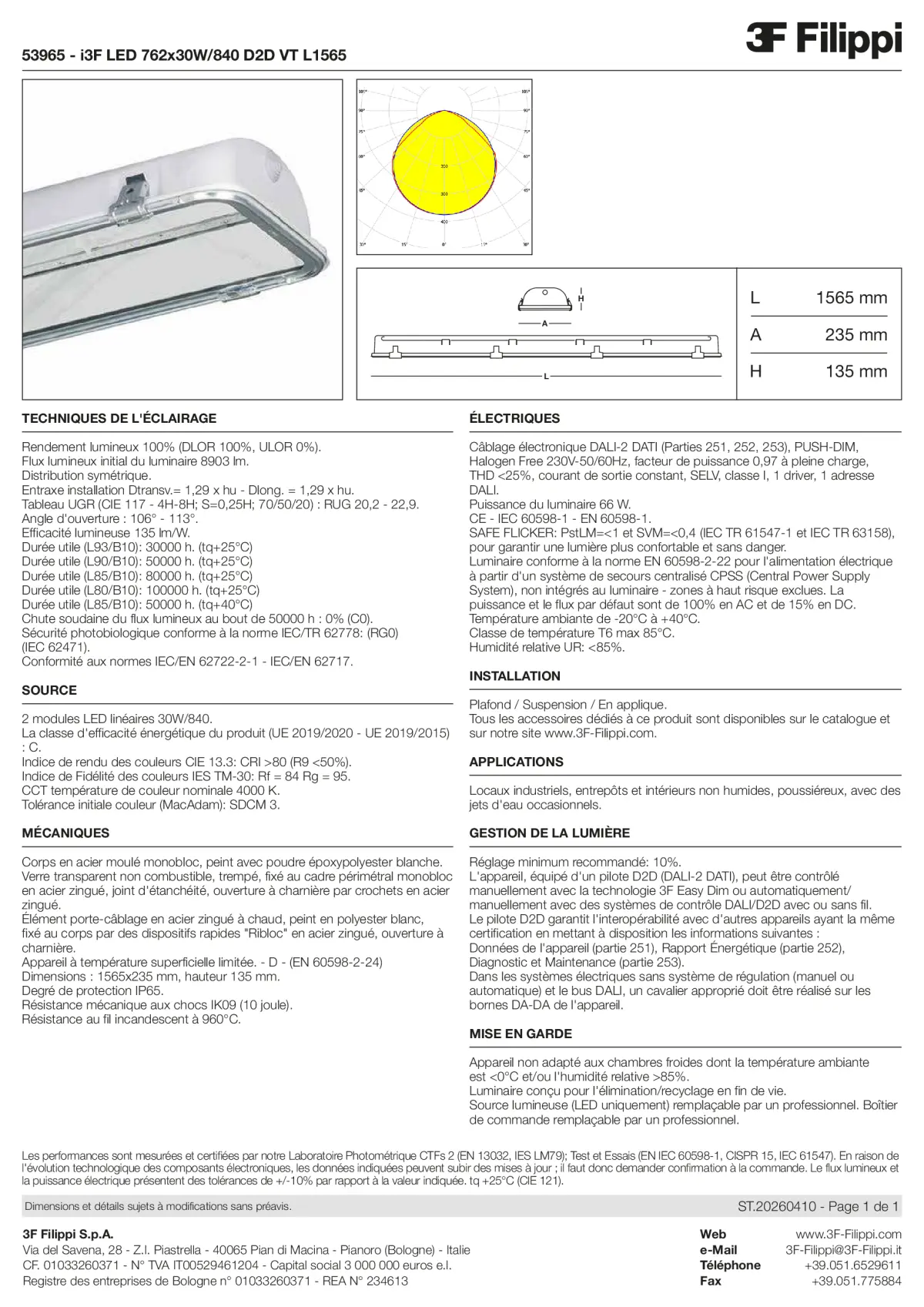 53965 - i3F LED 762x30W-840 D2D VT L1565 - Datasheet - fr
