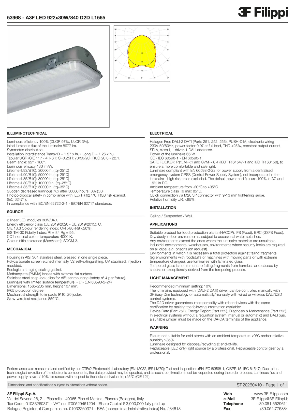 53968 - A3F LED 922x30W-840 D2D L1565 - Datasheet - en