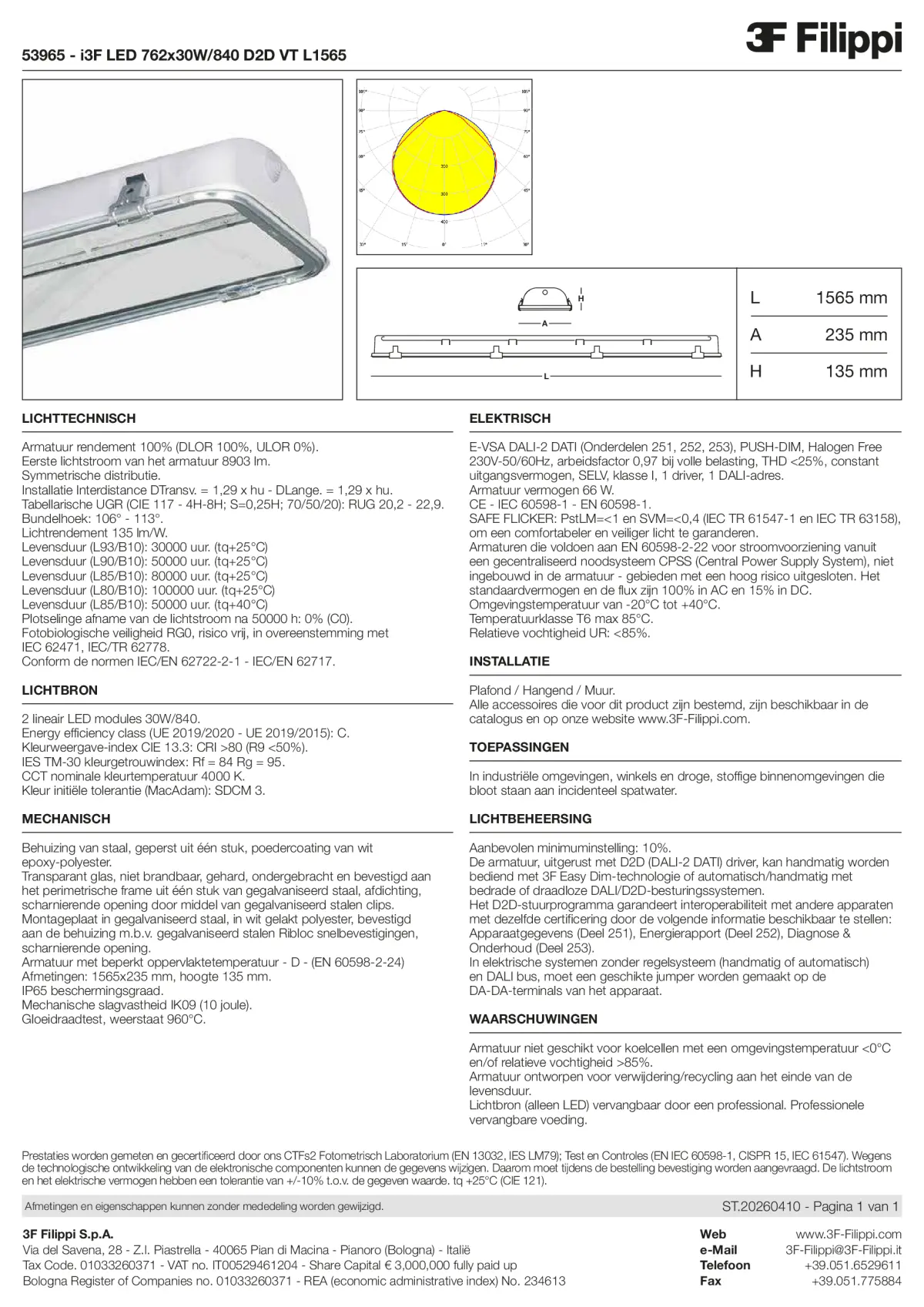 53965 - i3F LED 762x30W-840 D2D VT L1565 - Datasheet - nl