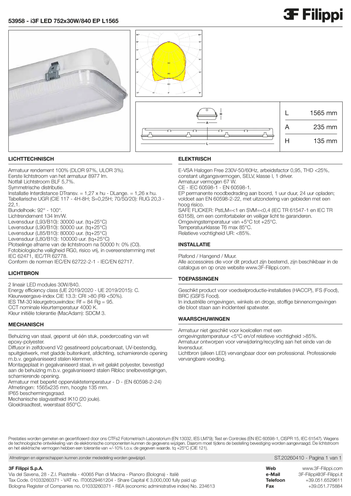 53958 - i3F LED 752x30W-840 EP L1565 - Datasheet - nl