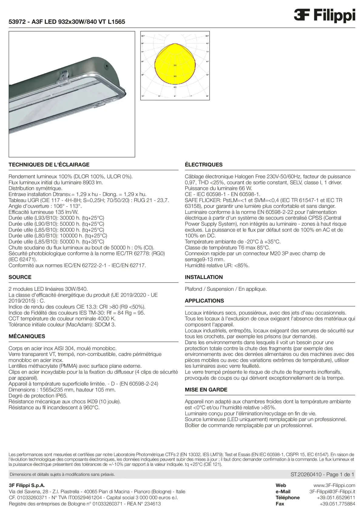 53972 - A3F LED 932x30W-840 VT L1565 - Datasheet - fr