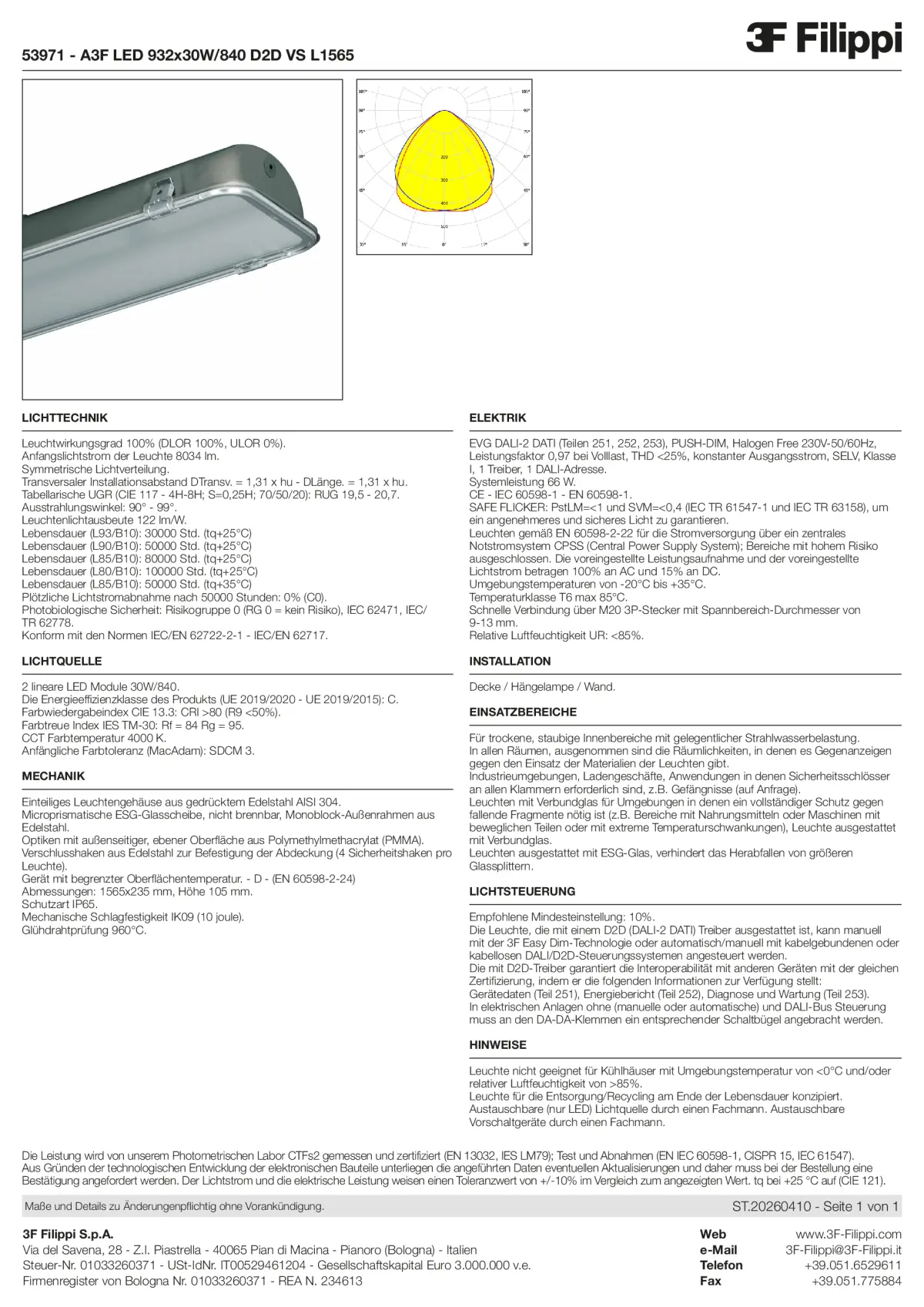 53971 - A3F LED 932x30W-840 D2D VS L1565 - Datasheet - de