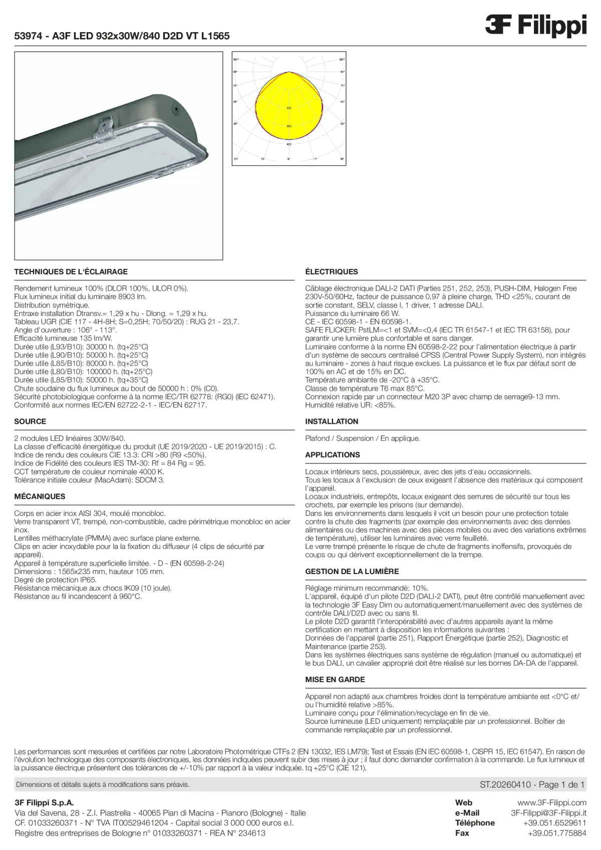 53974 - A3F LED 932x30W-840 D2D VT L1565 - Datasheet - fr