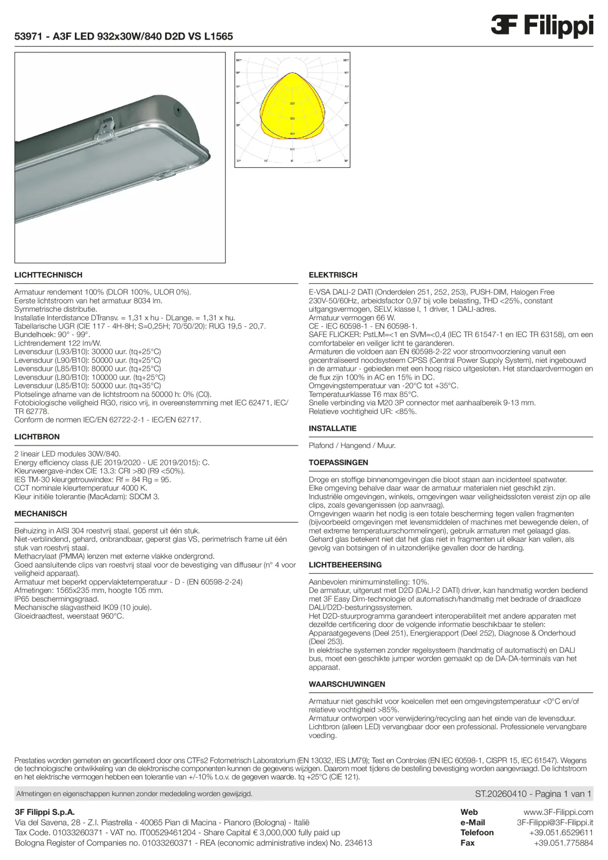 53971 - A3F LED 932x30W-840 D2D VS L1565 - Datasheet - nl