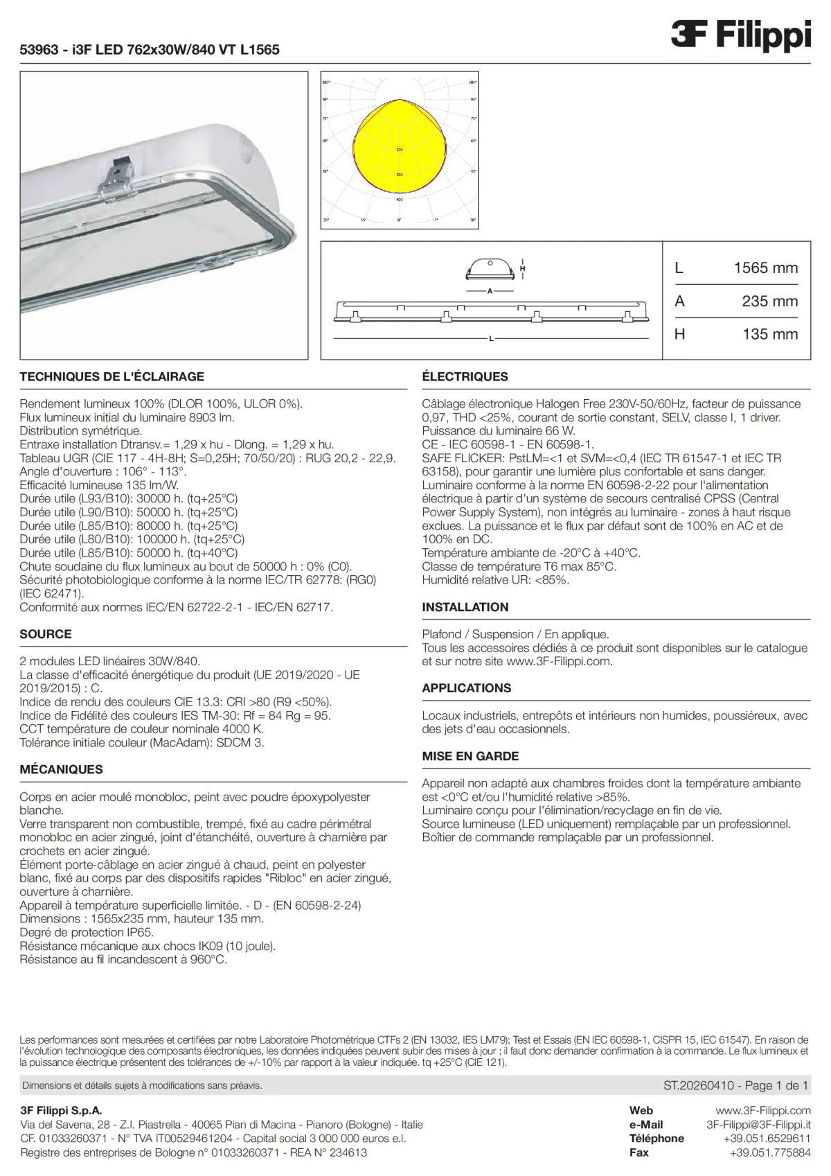 53963 - i3F LED 762x30W-840 VT L1565 - Datasheet - fr