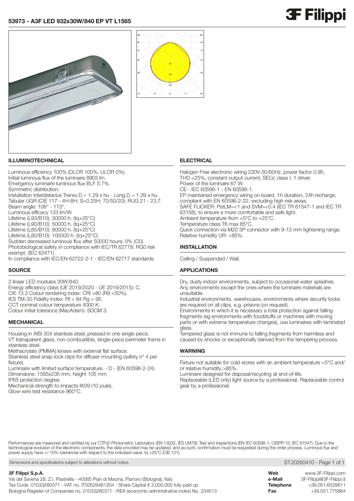 53973 - A3F LED 932x30W-840 EP VT L1565 - Datasheet - en