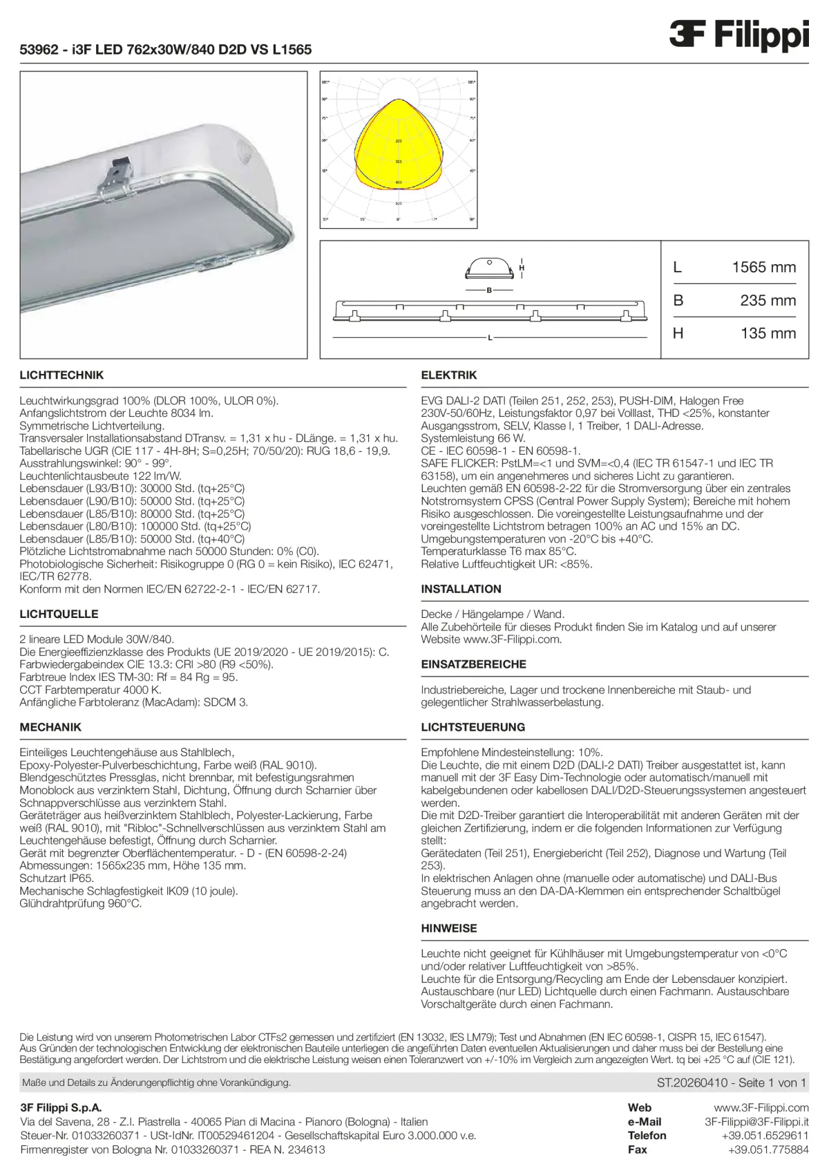 53962 - i3F LED 762x30W-840 D2D VS L1565 - Datasheet - de