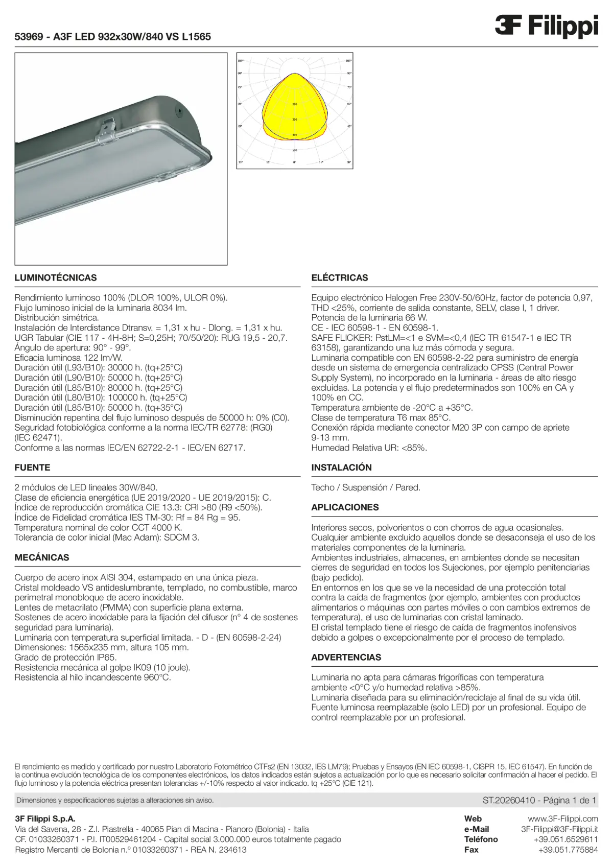 53969 - A3F LED 932x30W-840 VS L1565 - Datasheet - es