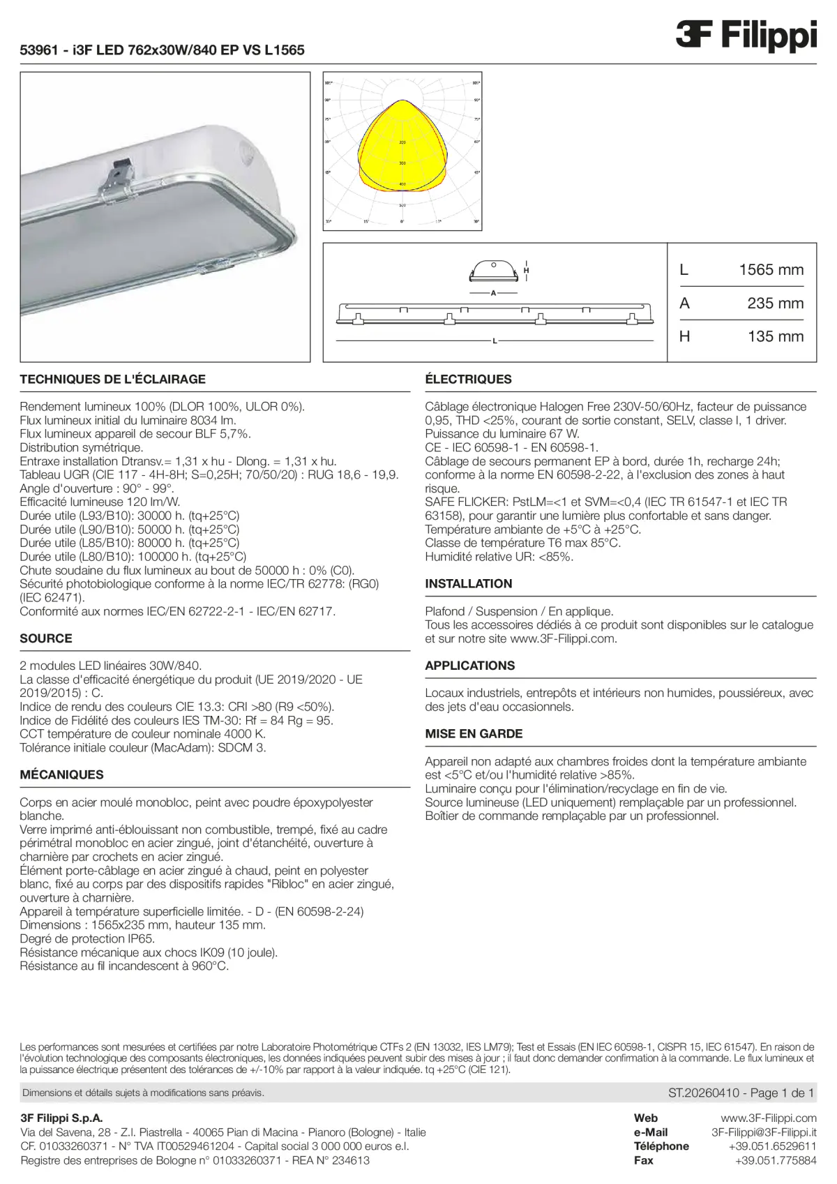 53961 - i3F LED 762x30W-840 EP VS L1565 - Datasheet - fr