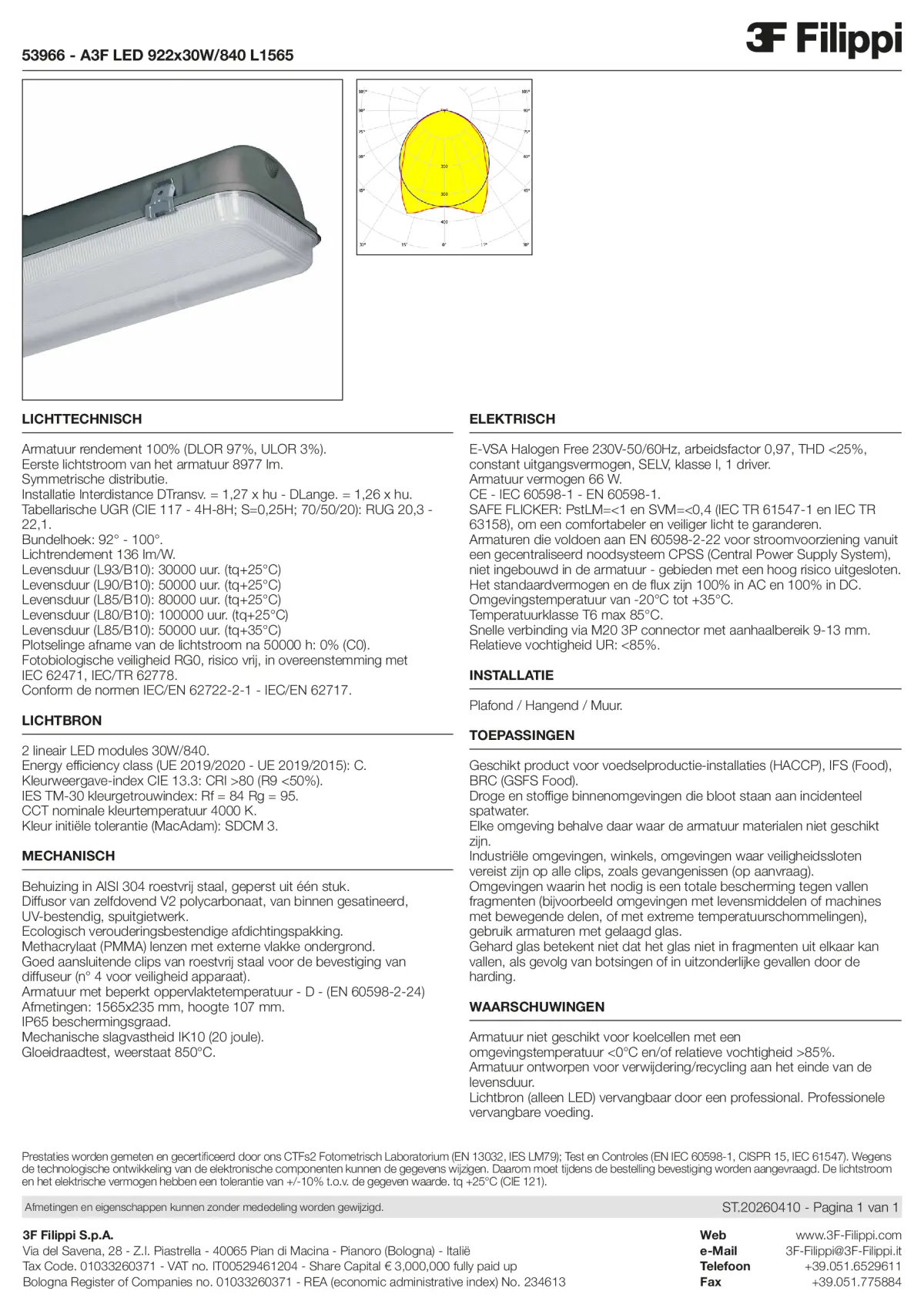 53966 - A3F LED 922x30W-840 L1565 - Datasheet - nl