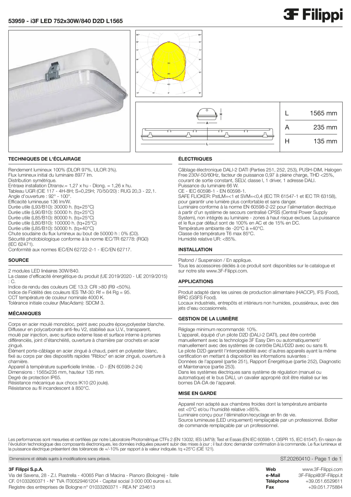 53959 - i3F LED 752x30W-840 D2D L1565 - Datasheet - fr