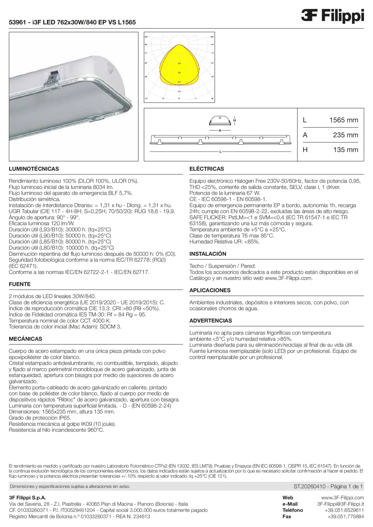 53961 - i3F LED 762x30W-840 EP VS L1565 - Datasheet - es