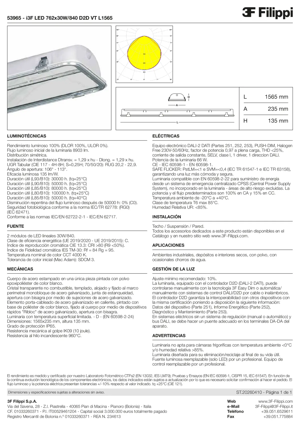 53965 - i3F LED 762x30W-840 D2D VT L1565 - Datasheet - es
