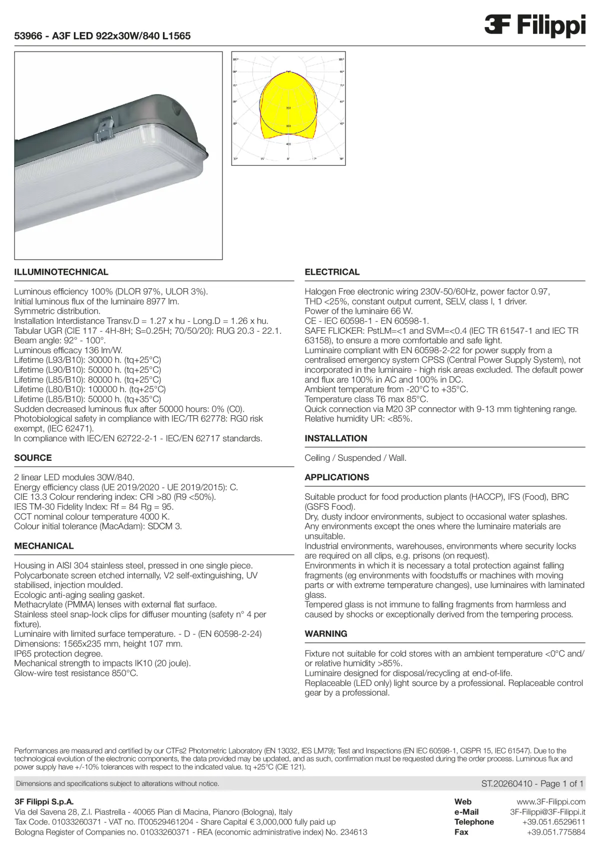 53966 - A3F LED 922x30W-840 L1565 - Datasheet - en