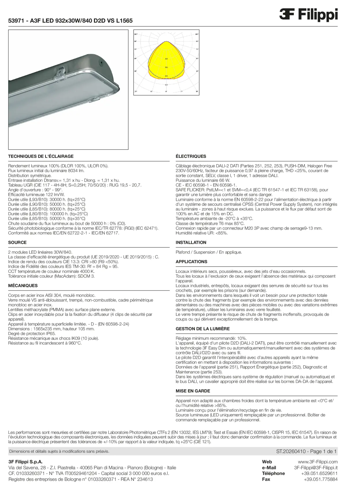 53971 - A3F LED 932x30W-840 D2D VS L1565 - Datasheet - fr