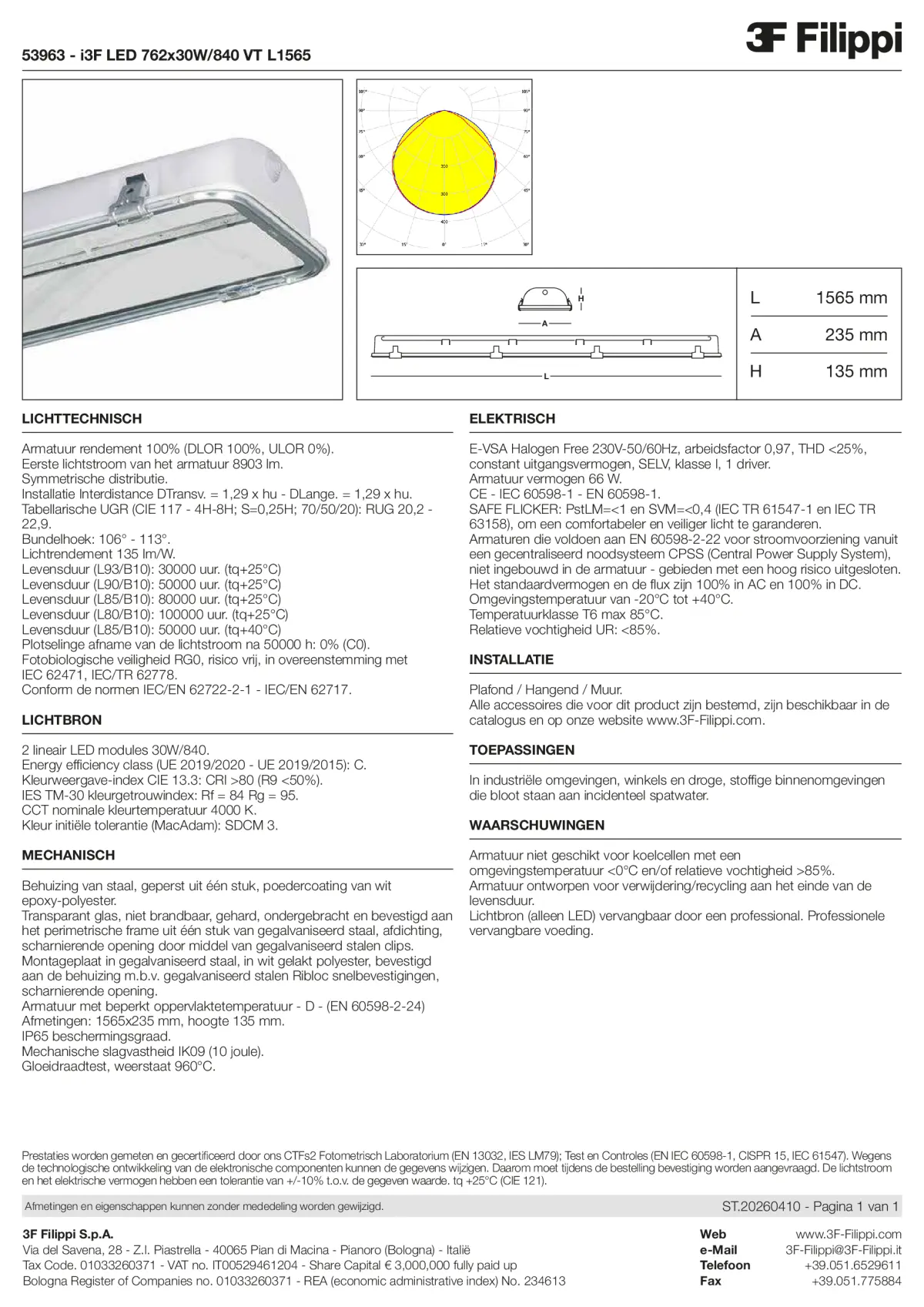 53963 - i3F LED 762x30W-840 VT L1565 - Datasheet - nl