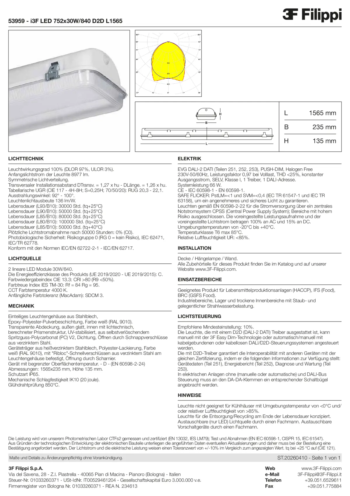 53959 - i3F LED 752x30W-840 D2D L1565 - Datasheet - de