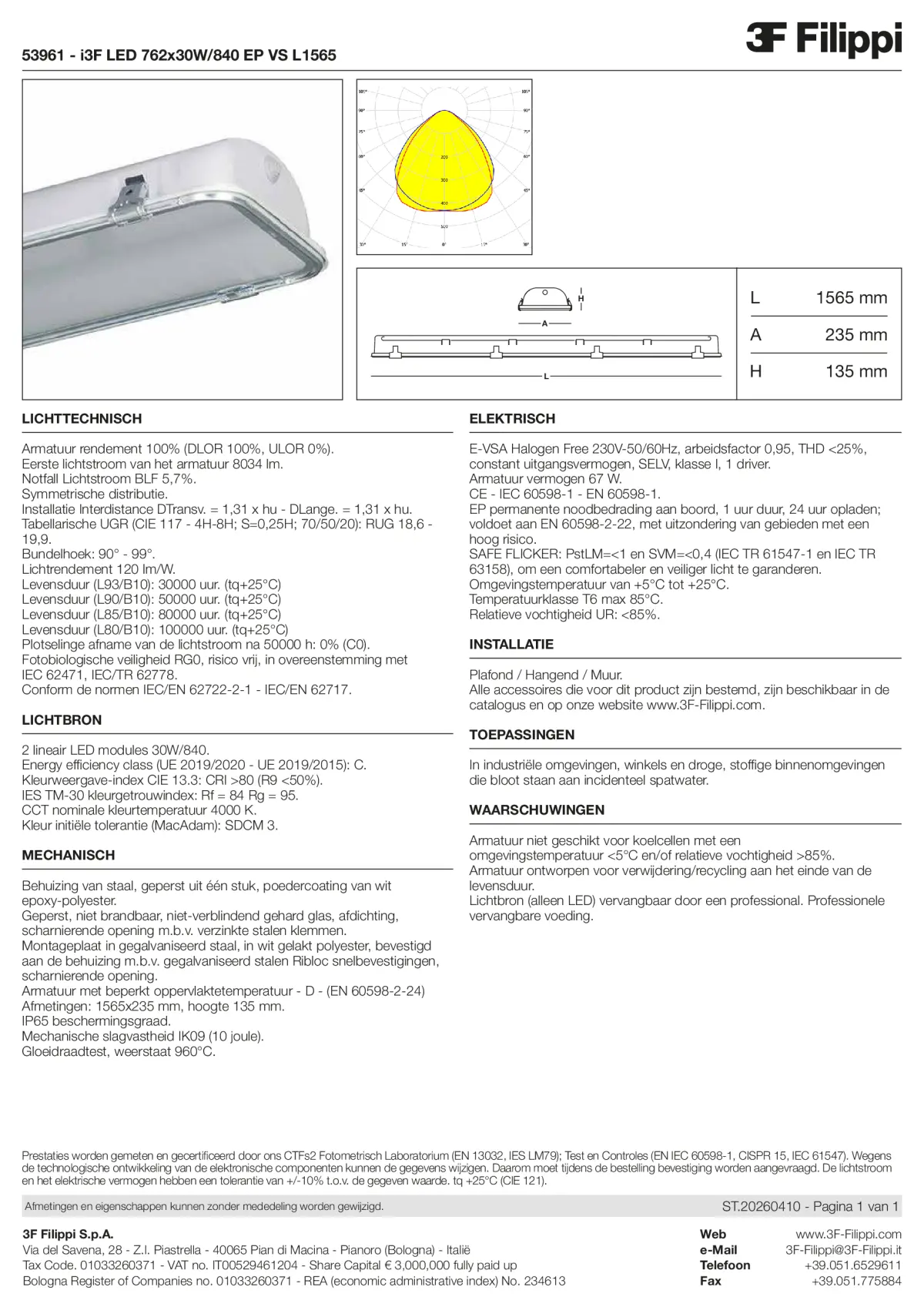 53961 - i3F LED 762x30W-840 EP VS L1565 - Datasheet - nl