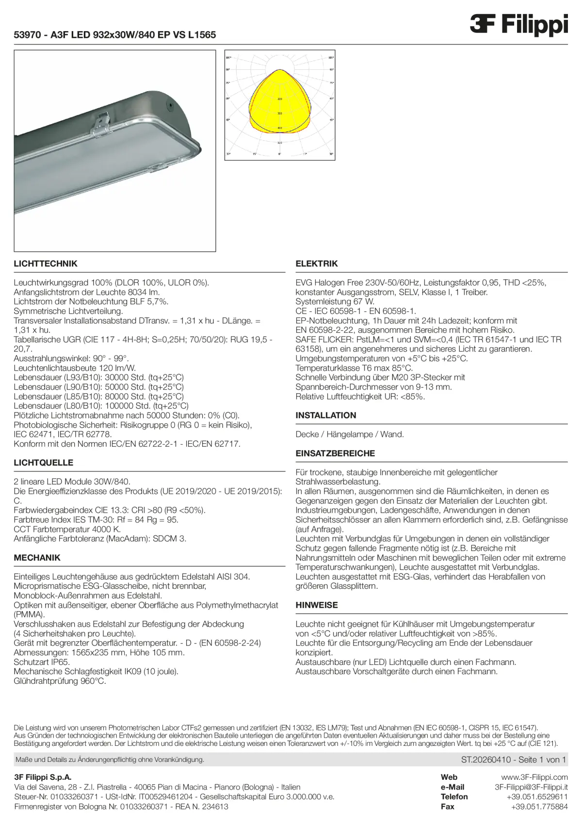 53970 - A3F LED 932x30W-840 EP VS L1565 - Datasheet - de